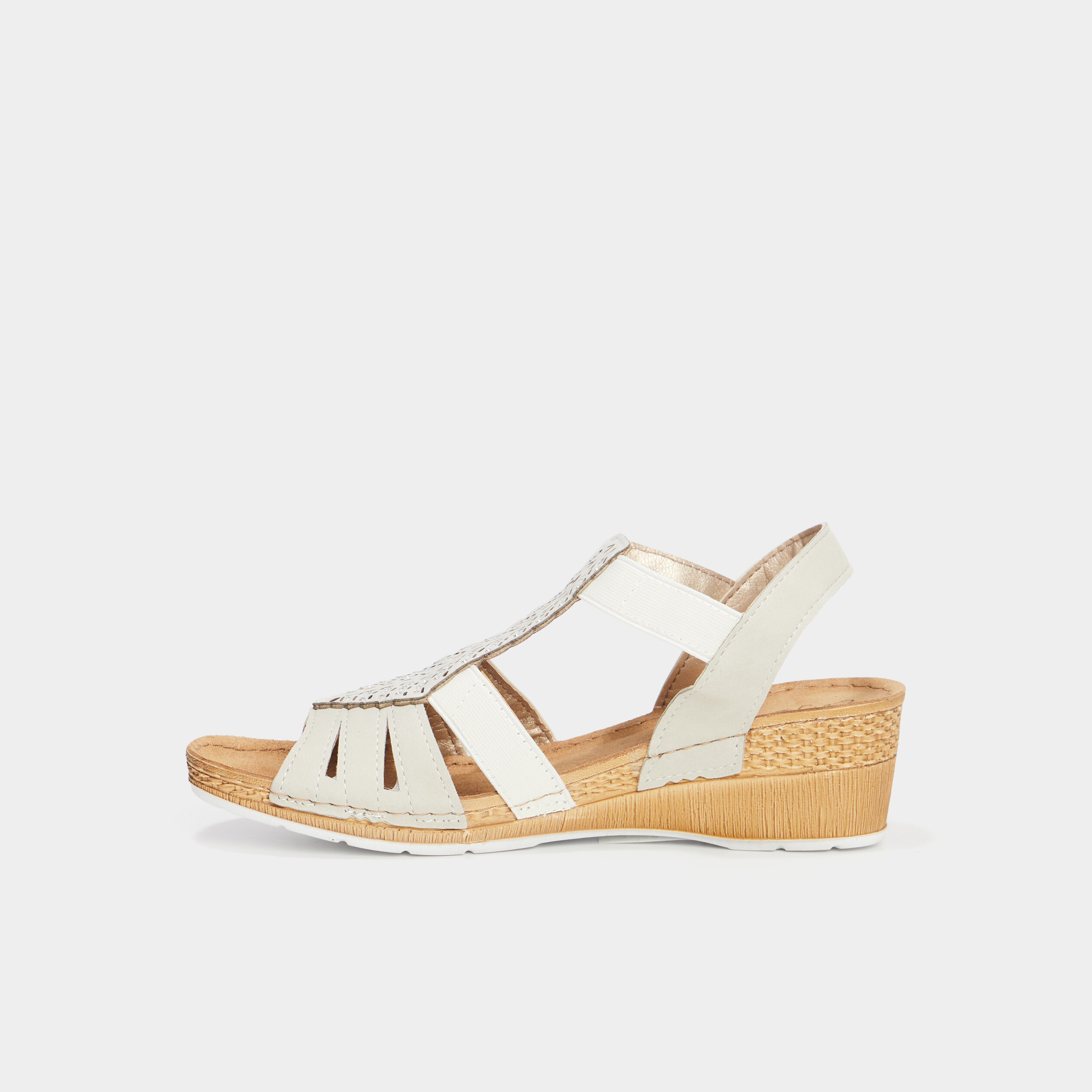 sandales compensees cuir confortissimo blanc femme Sandales compensées cuir Confortissimo blanc femme
