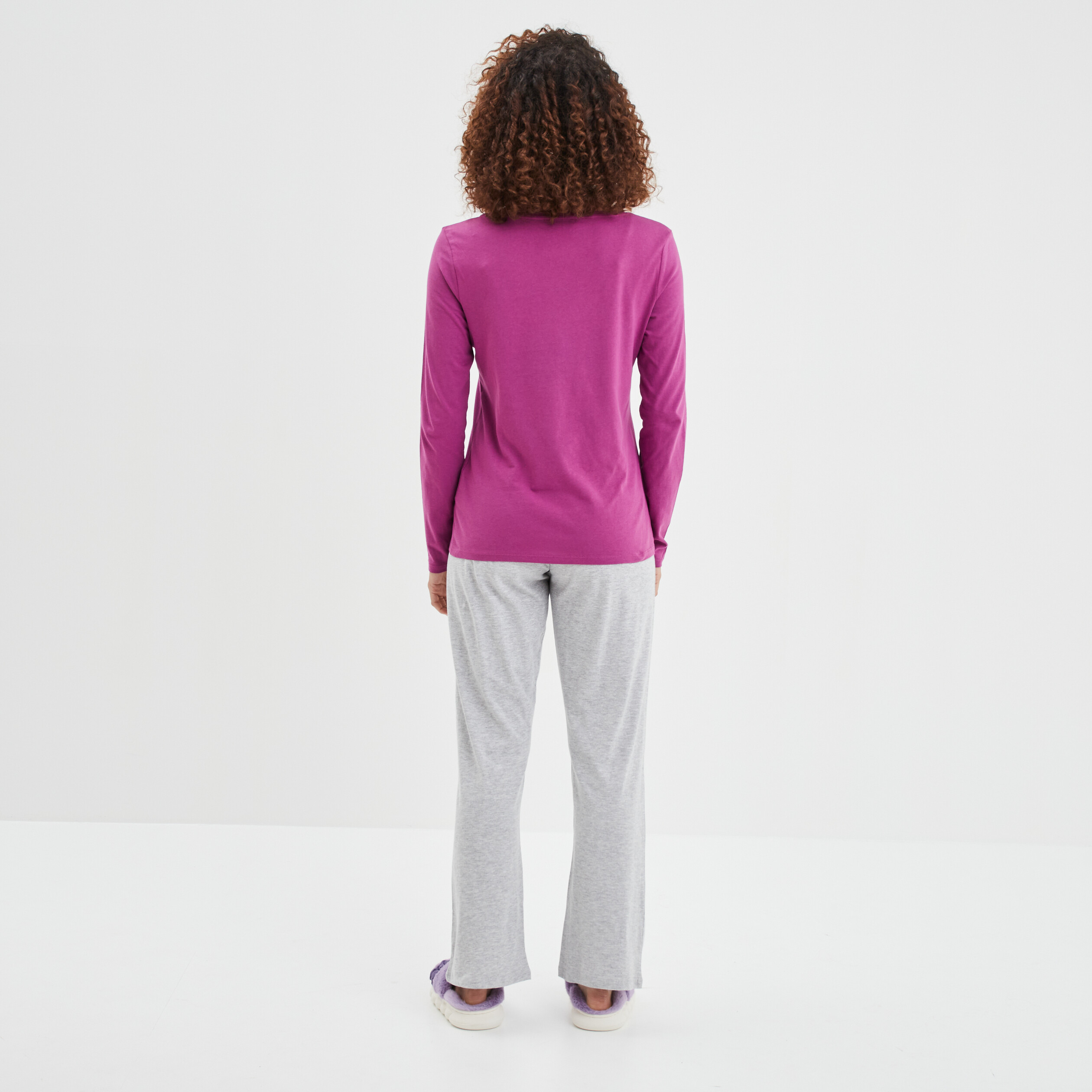 Ensemble pyjama pantalon coton violet femme