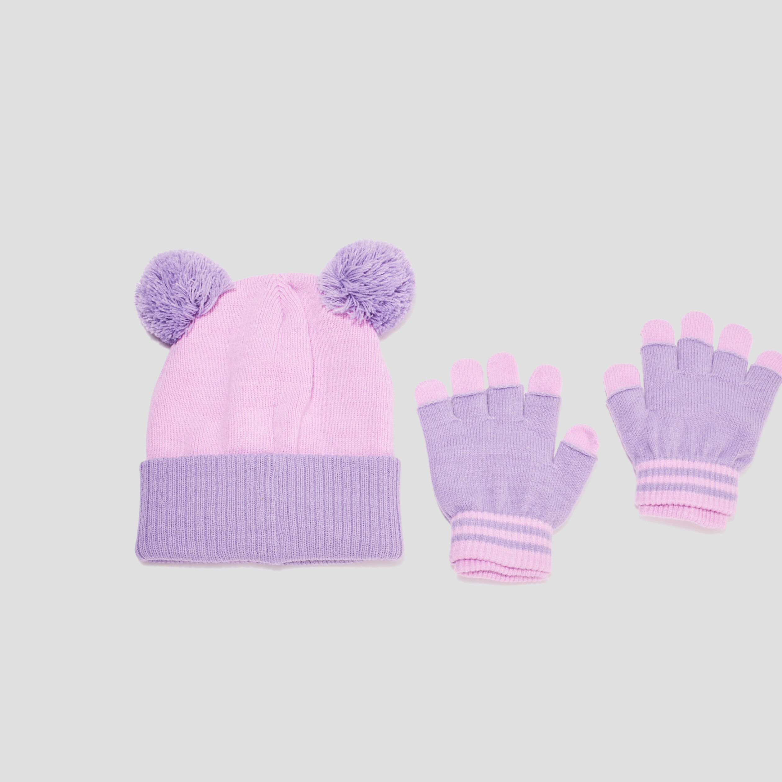 Ensemble bonnet et gants Minnie parme fille