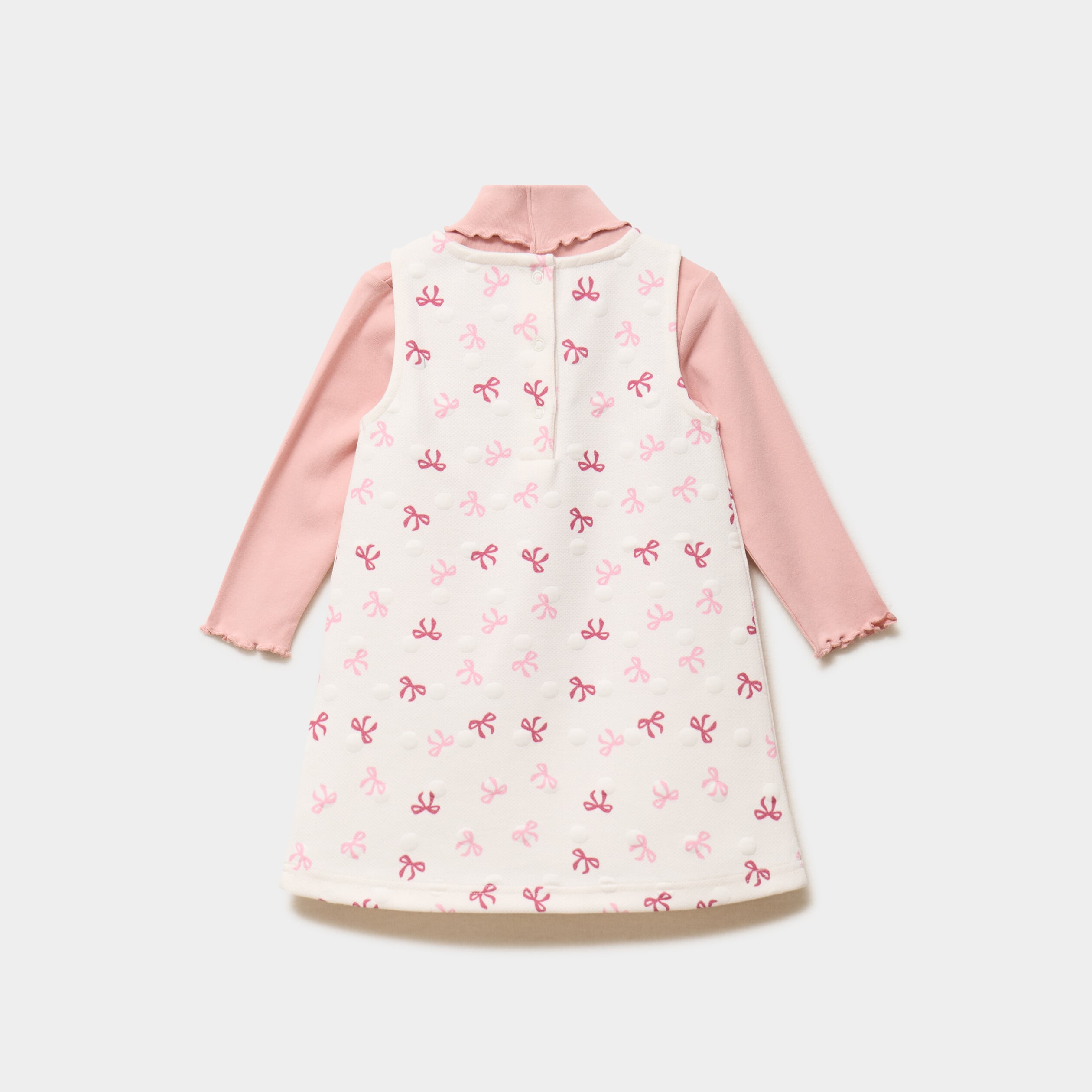 Ensemble 2 pi&egrave;ces t-shirt et robe creme b&eacute;b&eacute; fille