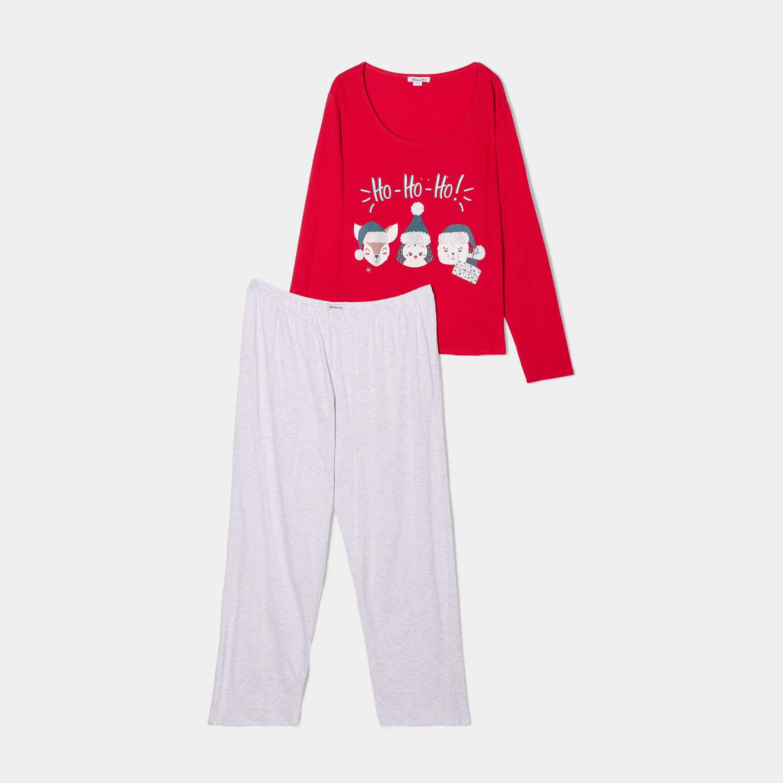 Ensemble pyjama pantalon Noel coton rouge femme grande taille