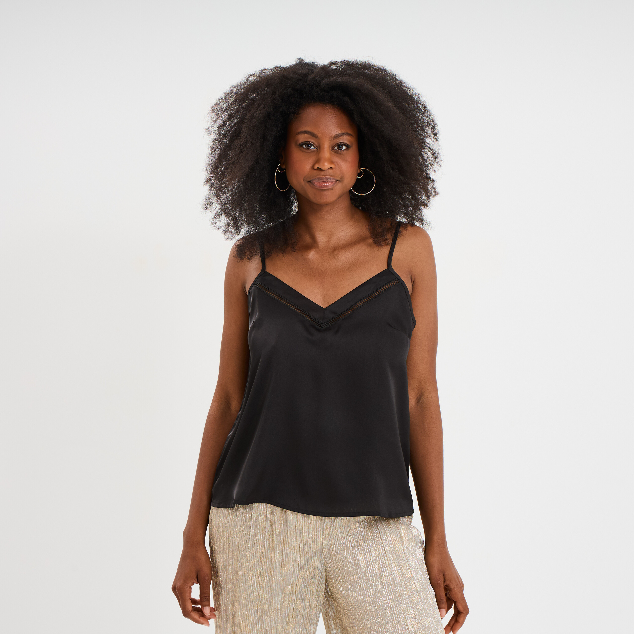 caraco effet satin noir femme Caraco effet satin noir femme