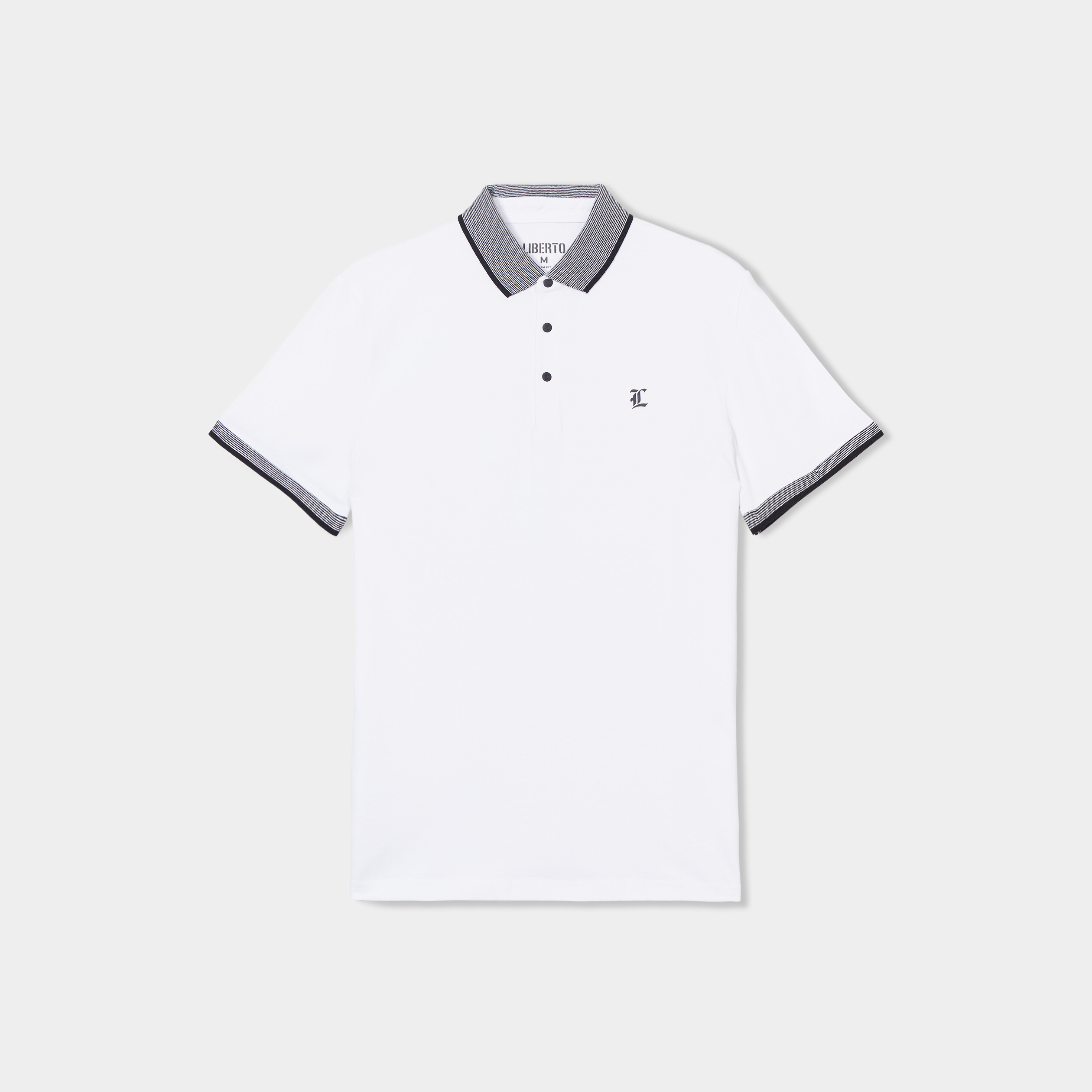 Polo coton stretch droit manches courtes blanc homme