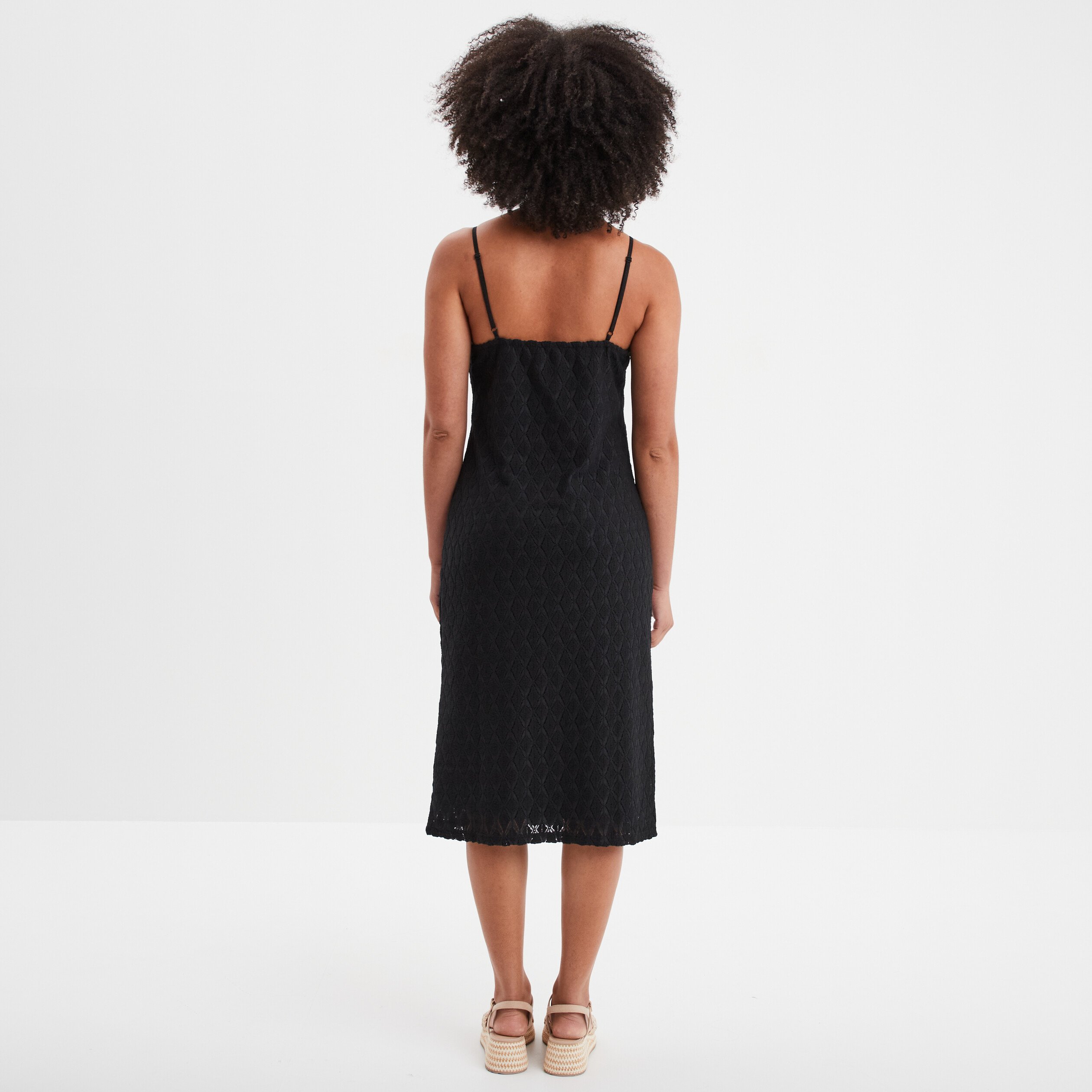 robe housse col en v aspect ajoure noir femme Robe housse col en V aspect ajouré noir femme