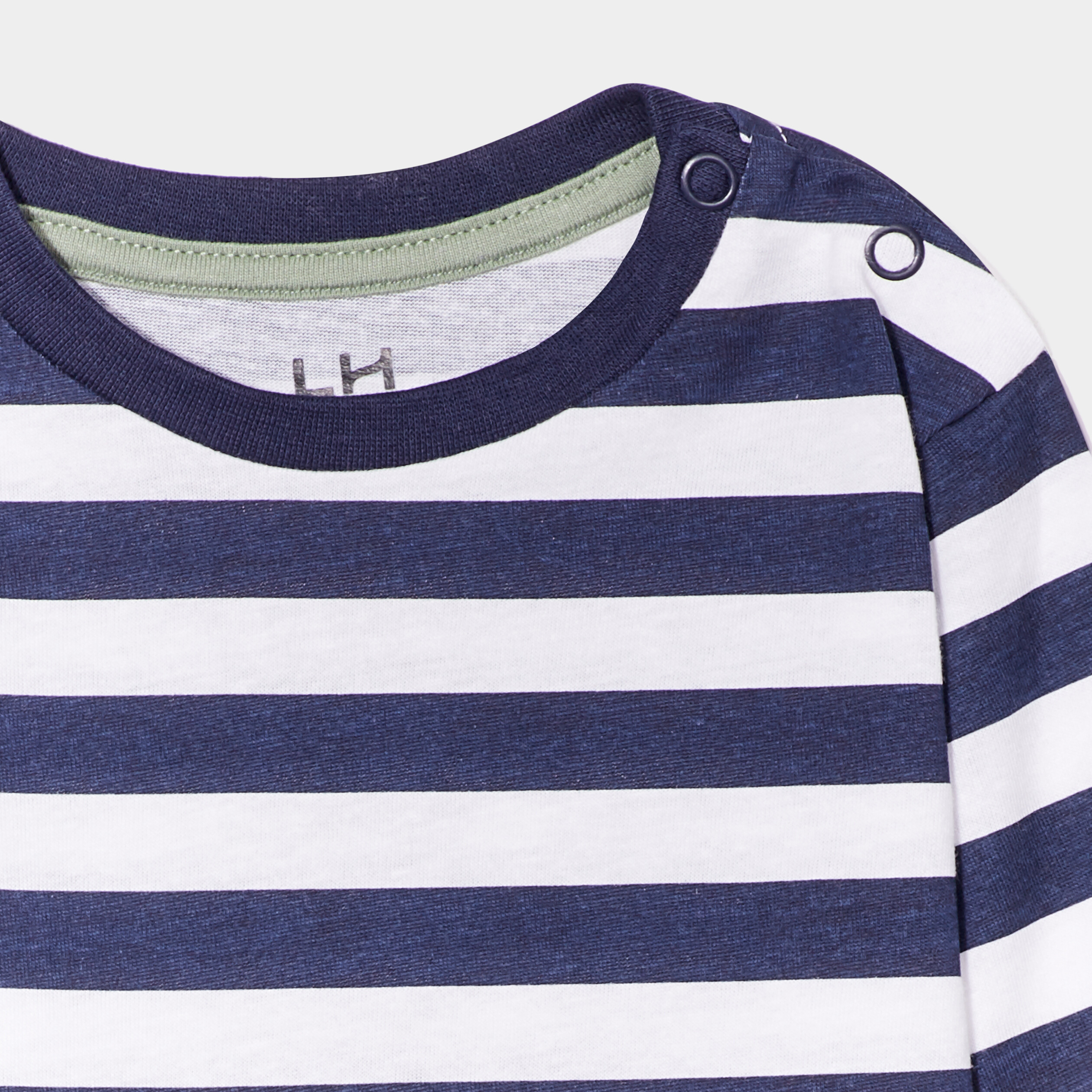 T-shirt col rond manches longues coton bleu marine bébé garçon