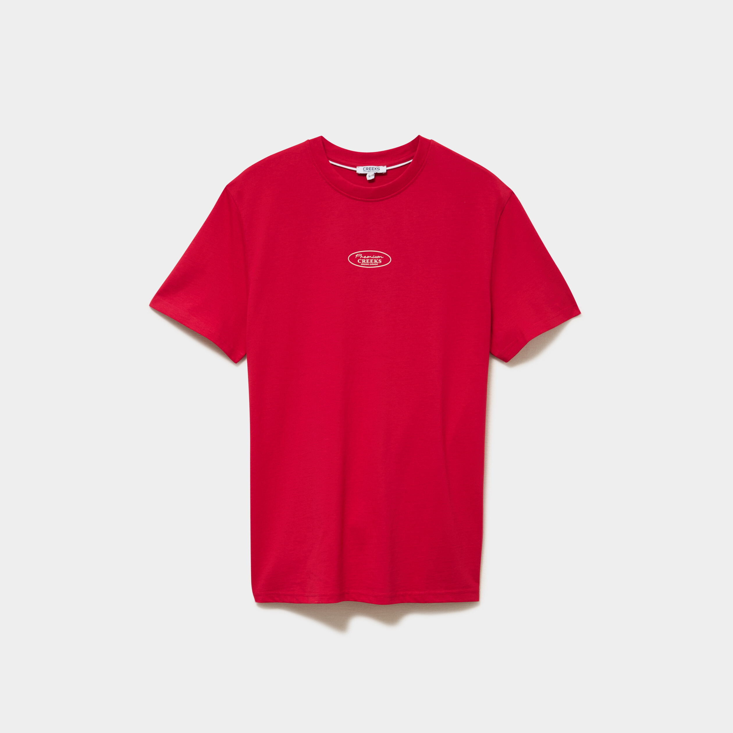 T-shirt droit manches courtes coton rouge fonc&eacute; homme