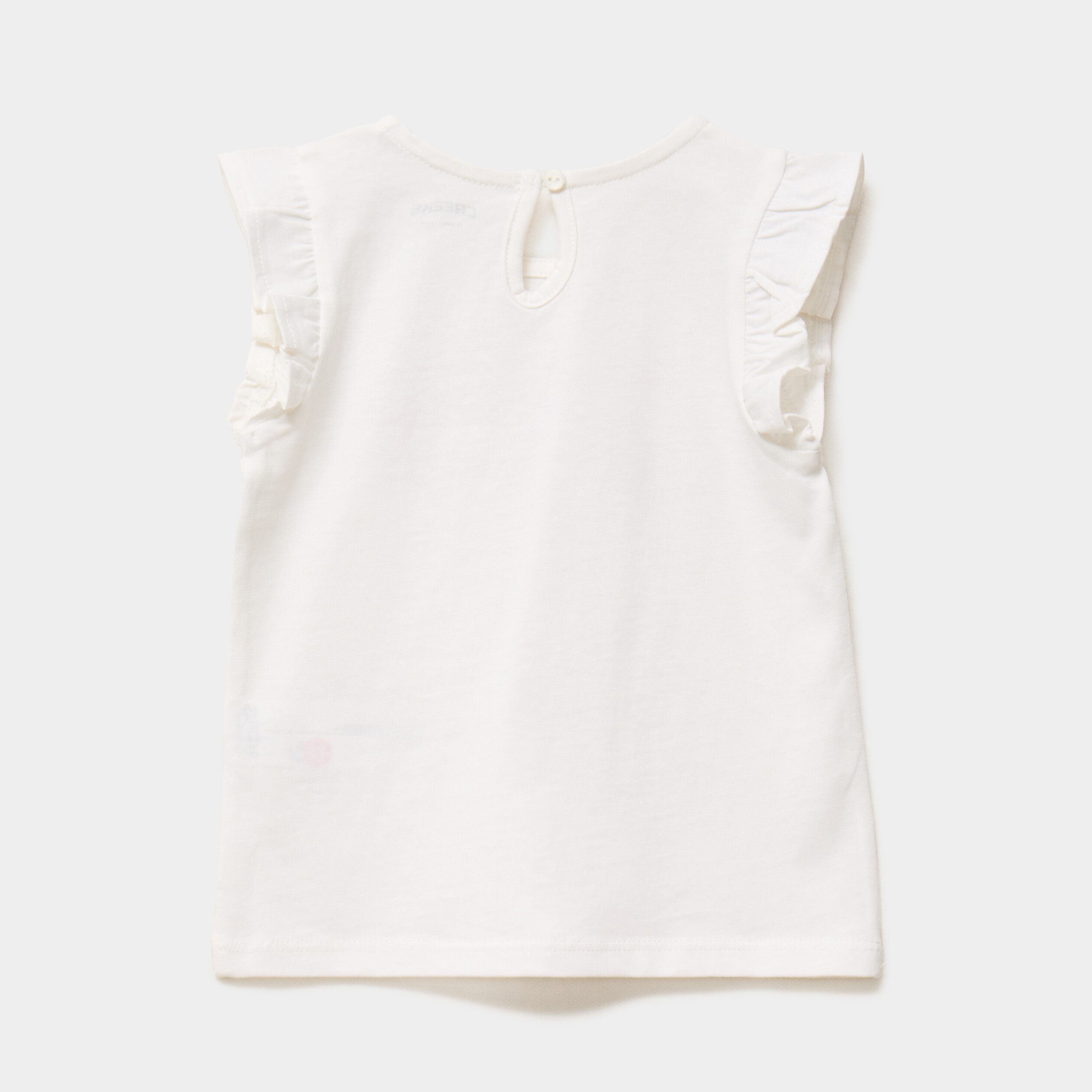 T-shirt manches volants coton ecru b&eacute;b&eacute; fille