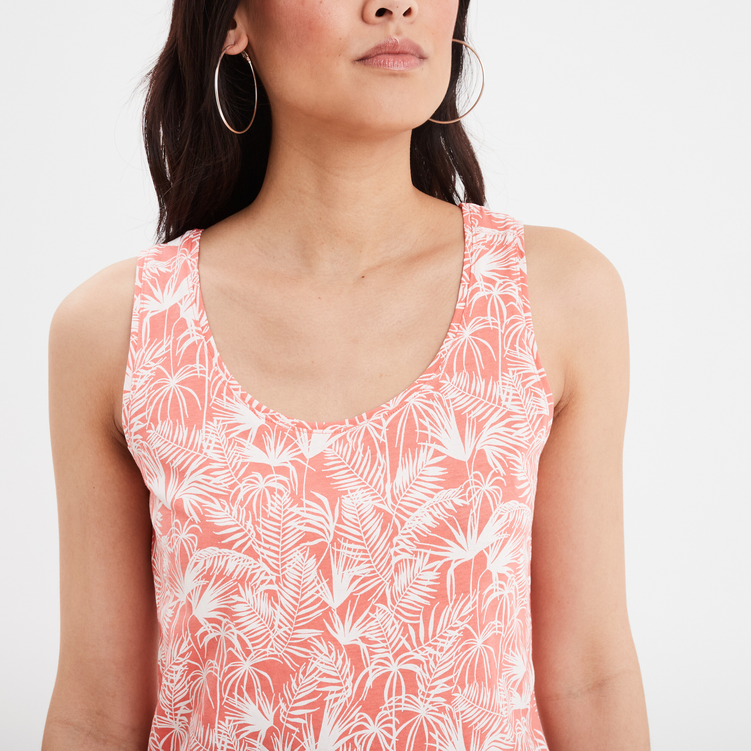 debardeur coton bretelles larges orange corail femme Débardeur coton bretelles larges orange corail femme