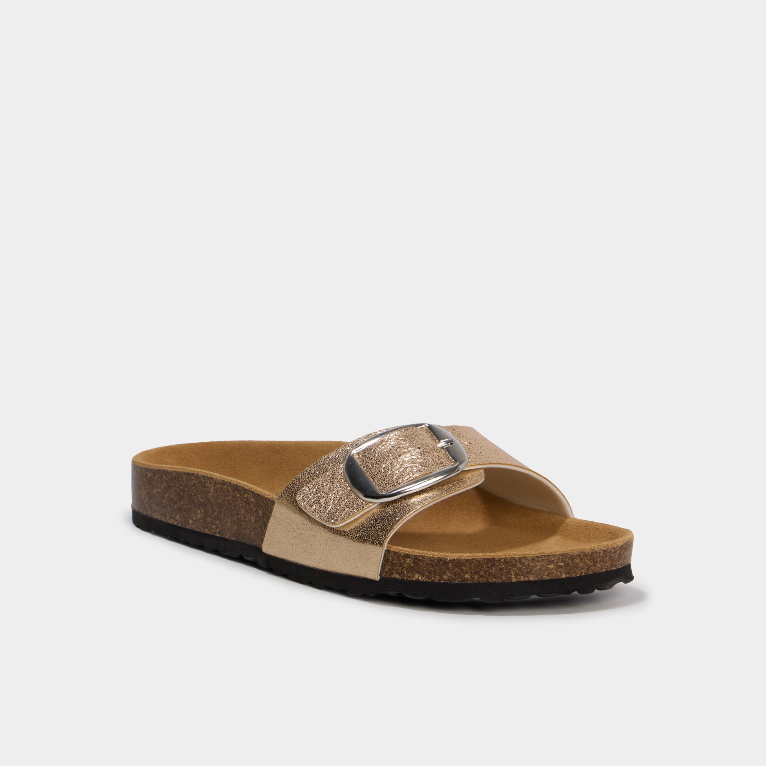 Mules avec boucles jaune or femme