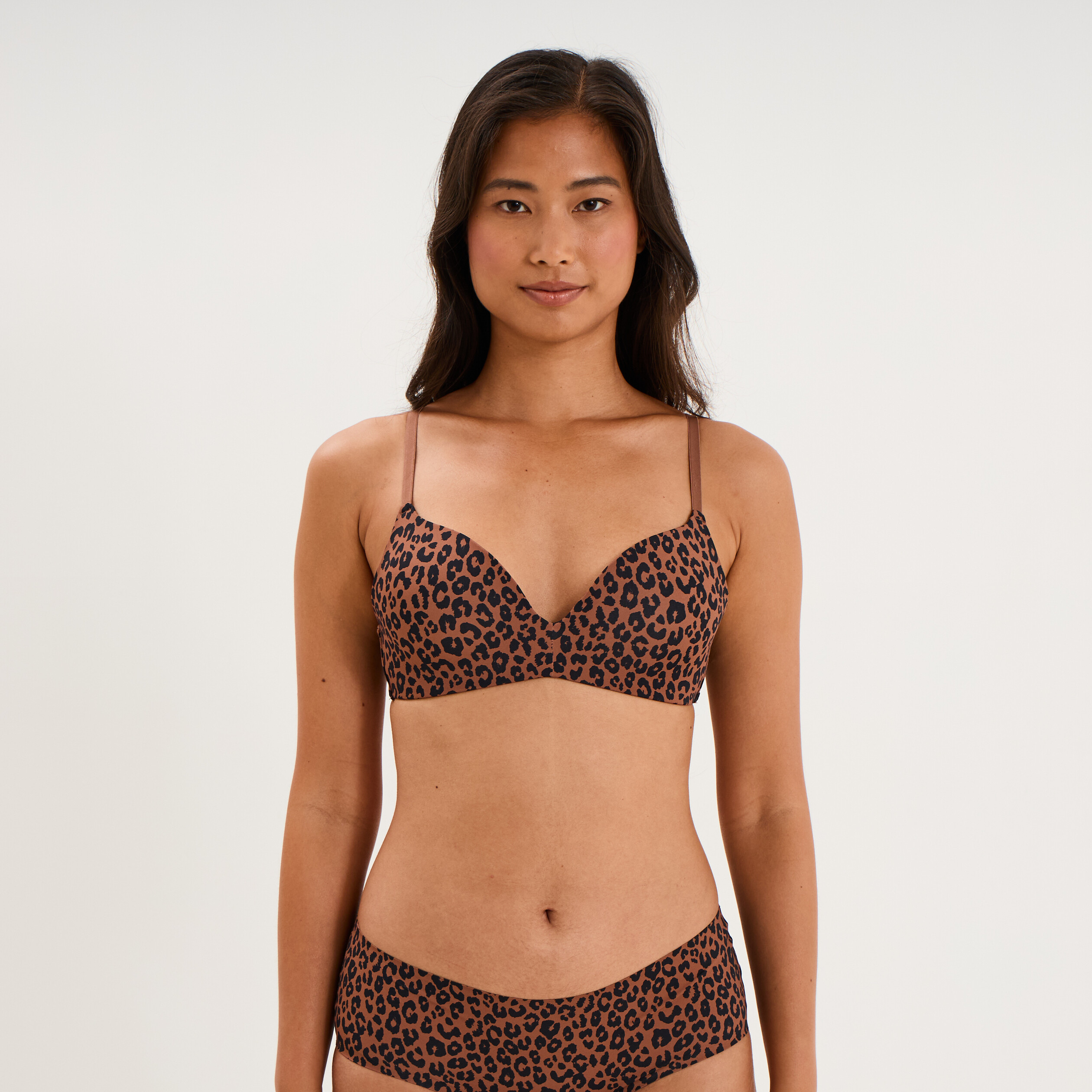 Soutien-gorge triangle bretelles fines marron femme