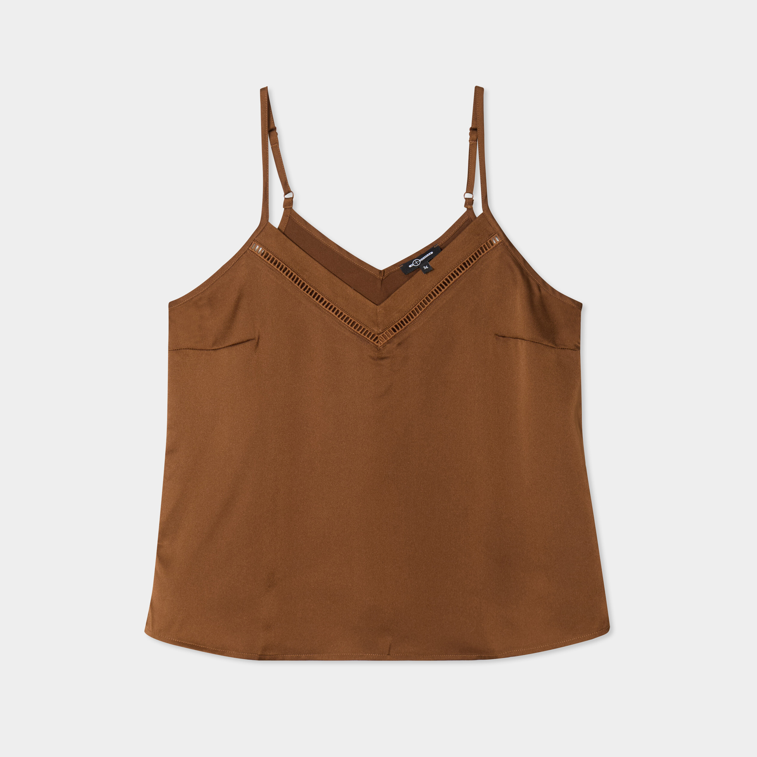 Caraco effet satin marron fonc&eacute; femme