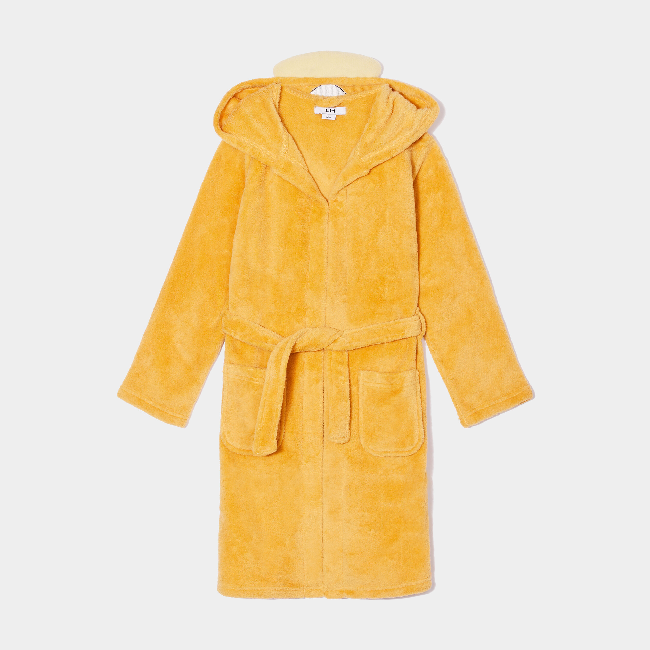 peignoir pilou a capuche jaune moutarde garcon Peignoir pilou à capuche jaune moutarde garçon