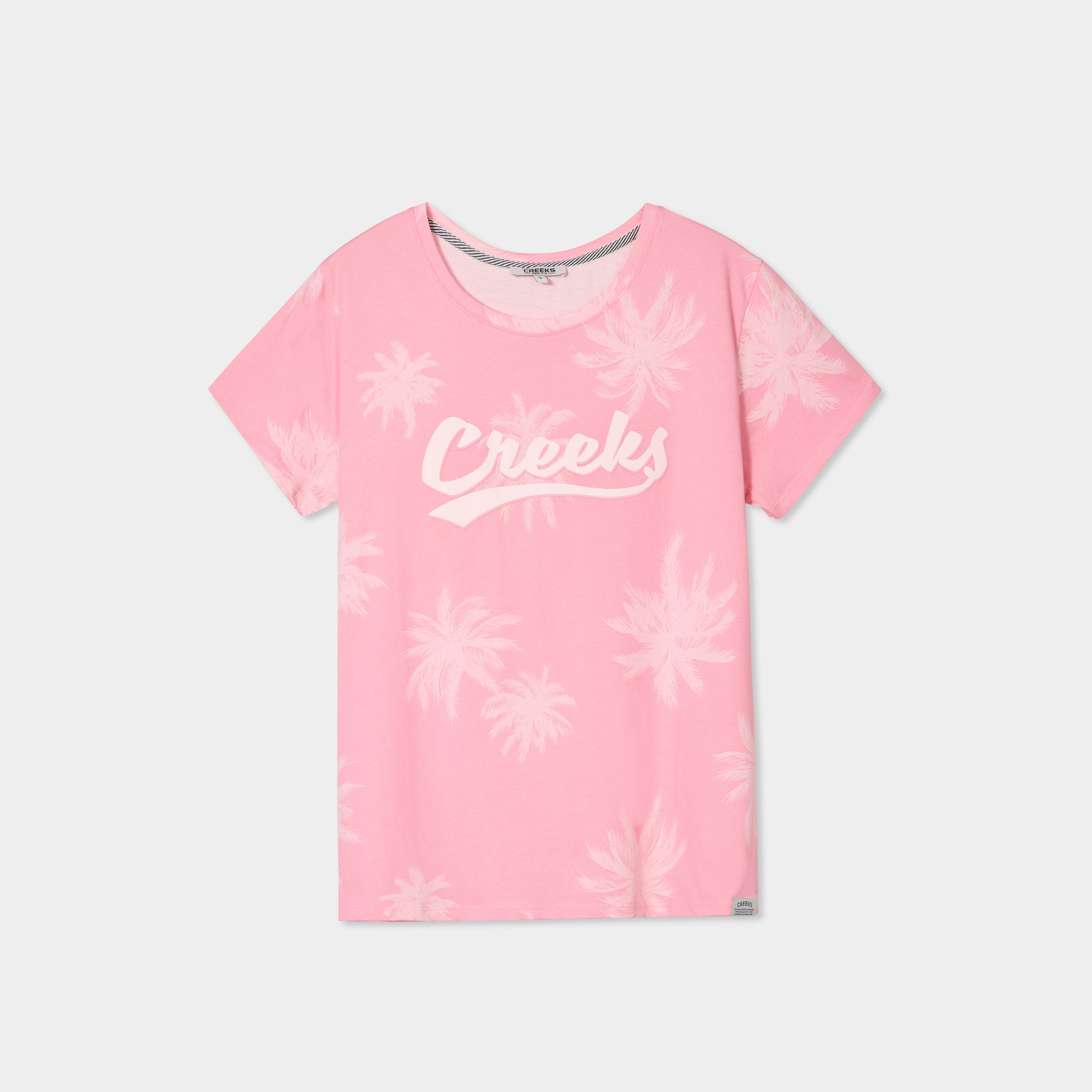 t shirt droit manches courtes coton rose femme T-shirt droit manches courtes coton rose femme