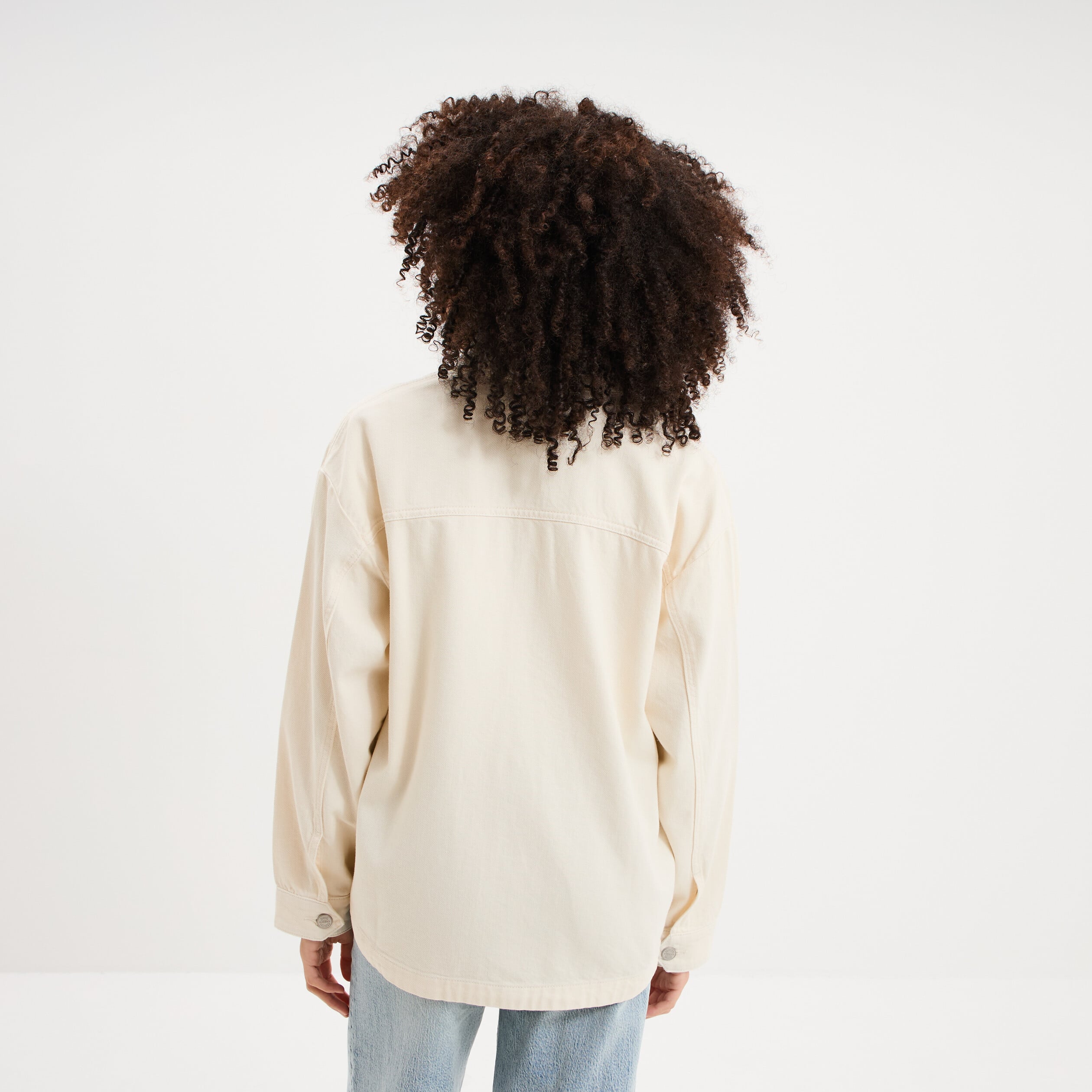 Veste surchemise oversize en jean coton creme femme