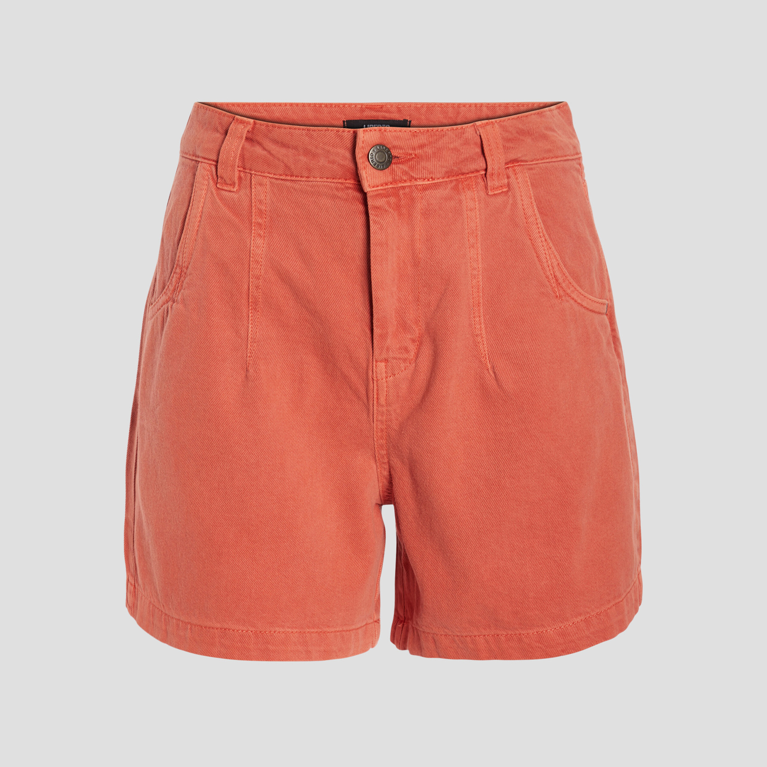 Short droit en jean rouge corail femme