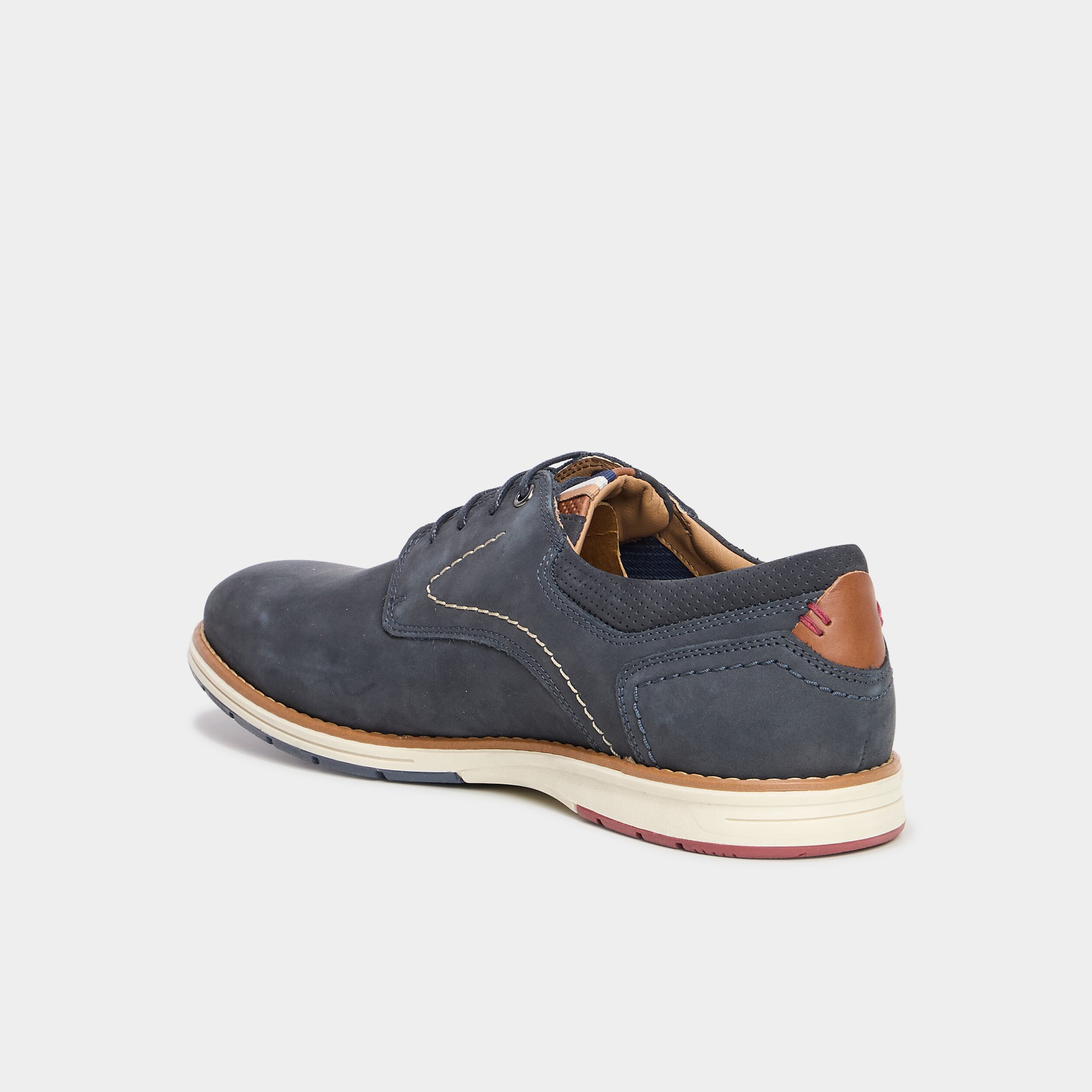 Derbies plates &agrave; lacet en cuir bleu marine homme