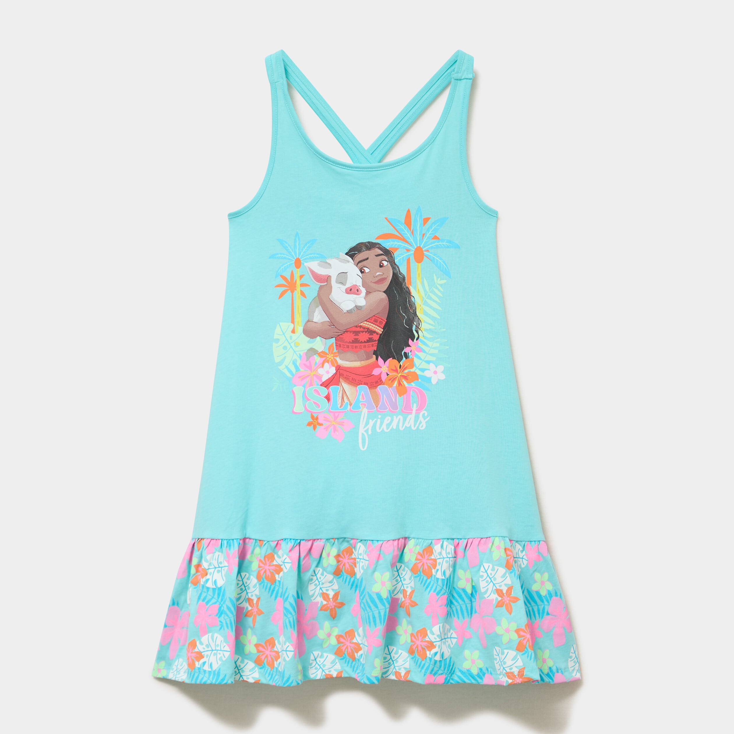 Robe sans manches &eacute;vas&eacute;e coton Vaiana bleu turquoise fille