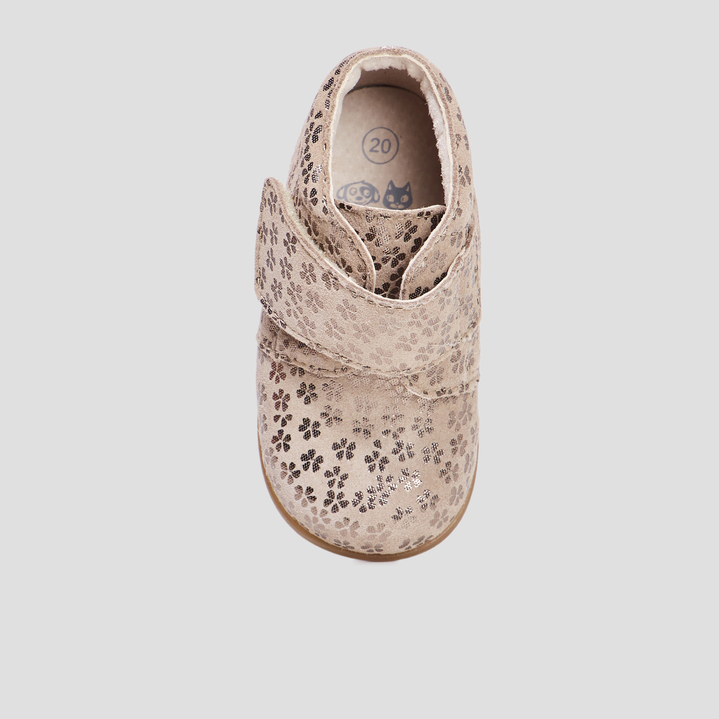 Bottillons scratchs cuir semelle souple marron bébé fille