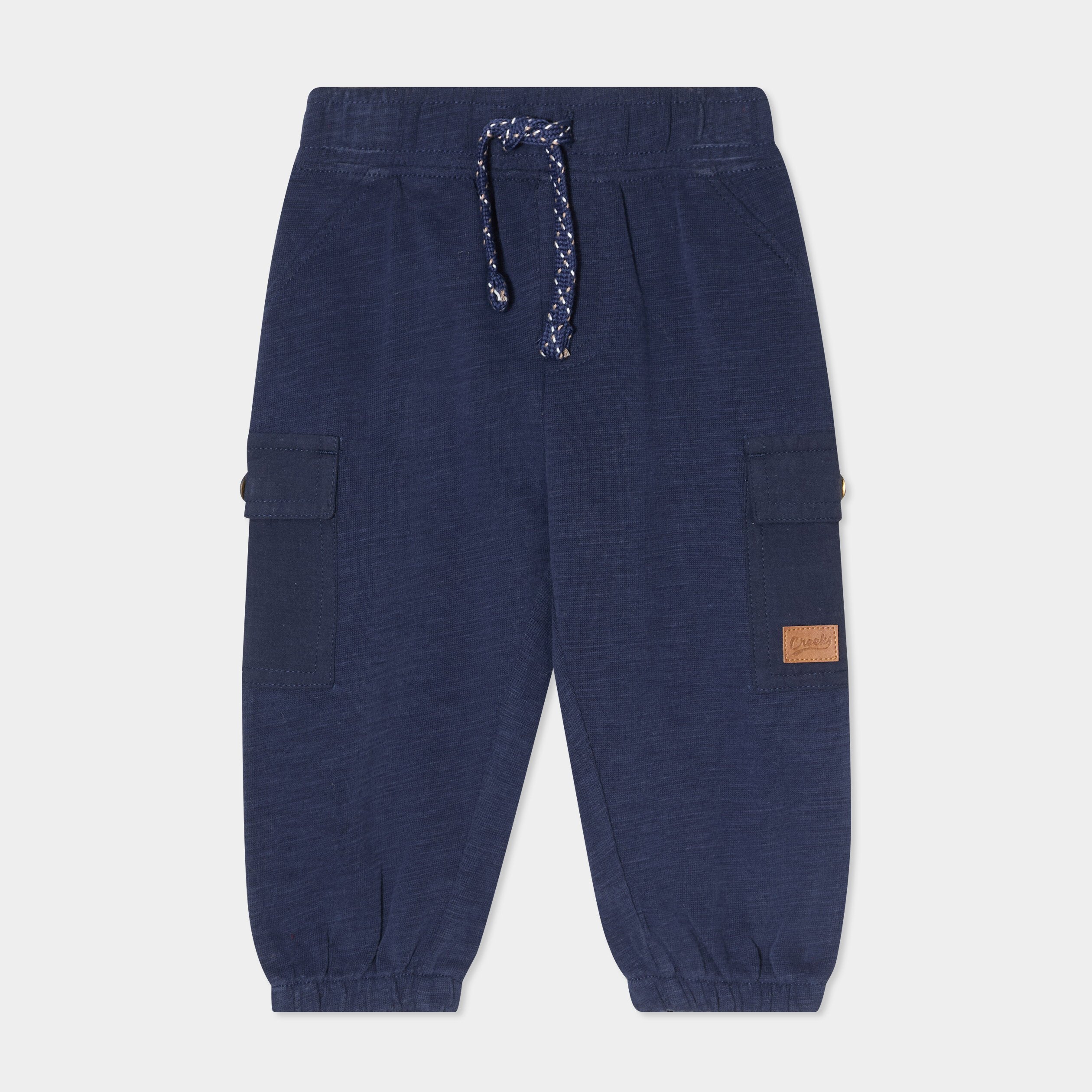 pantalon battle taille elastiquee coton bleu marine bebeg Pantalon battle taille élastiquée coton bleu marine bébé garçon