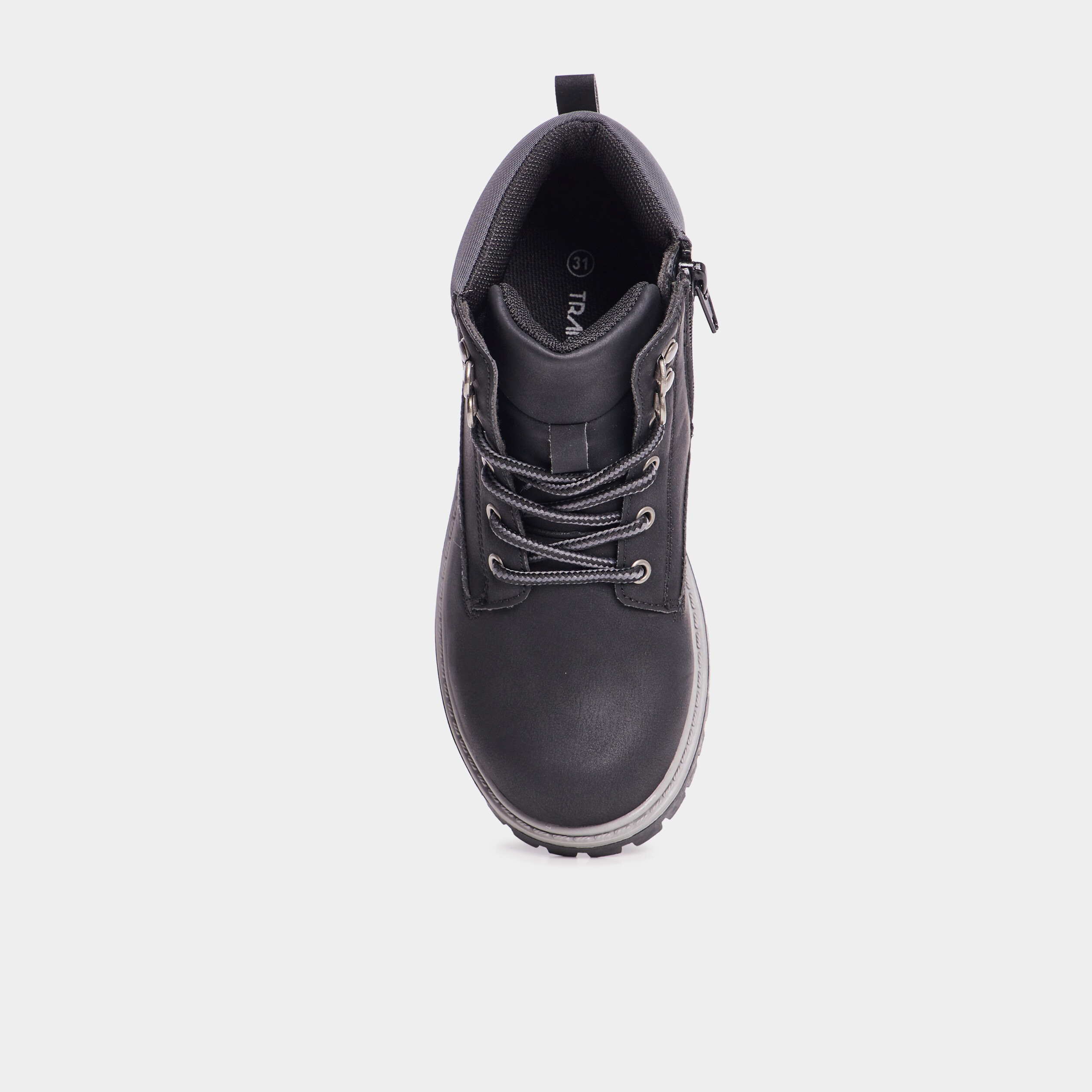 Boots crant&eacute;es zipp&eacute;es Trappeur noir gar&ccedil;on