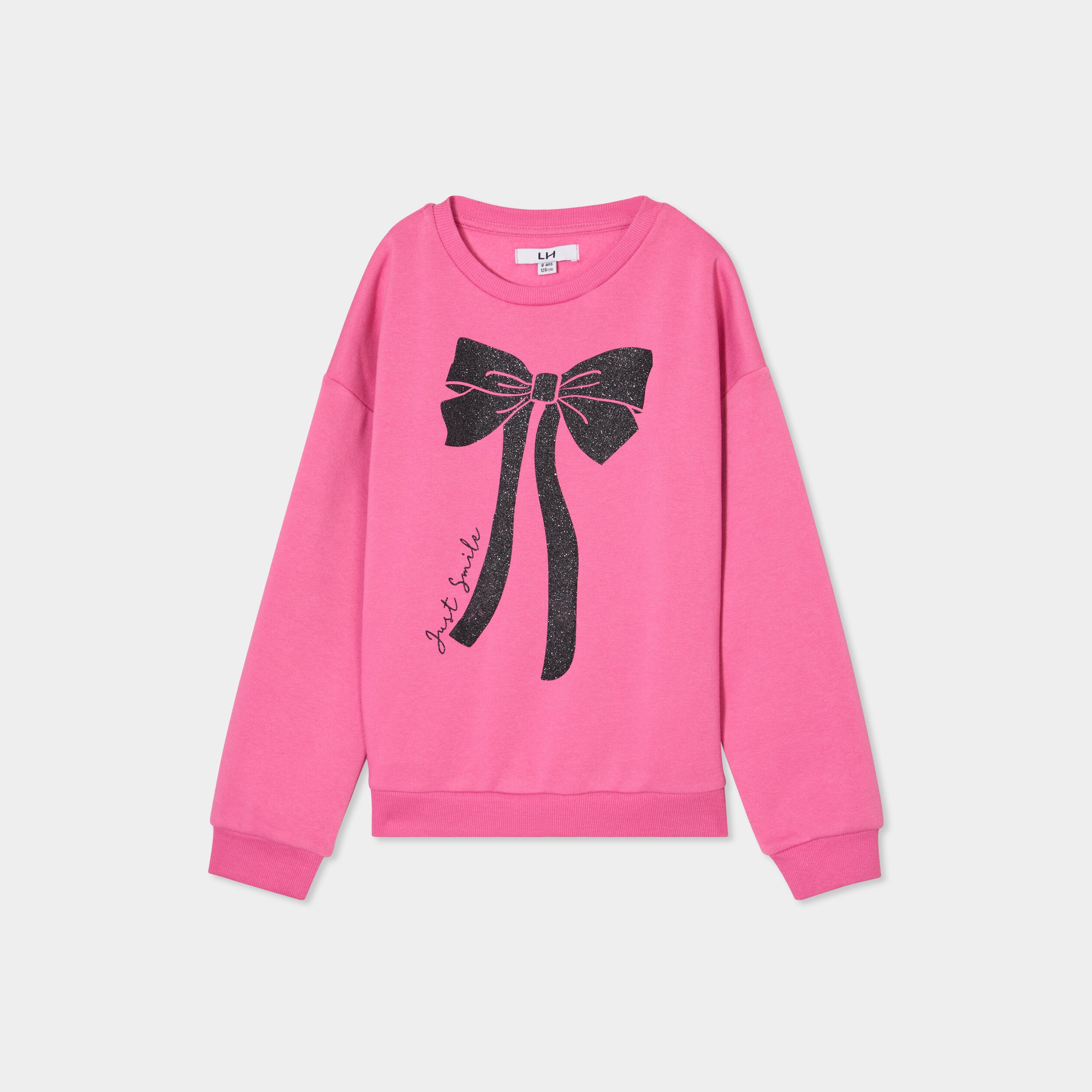 sweat col rond manches longues vieux rose fille Sweat col rond manches longues vieux rose fille