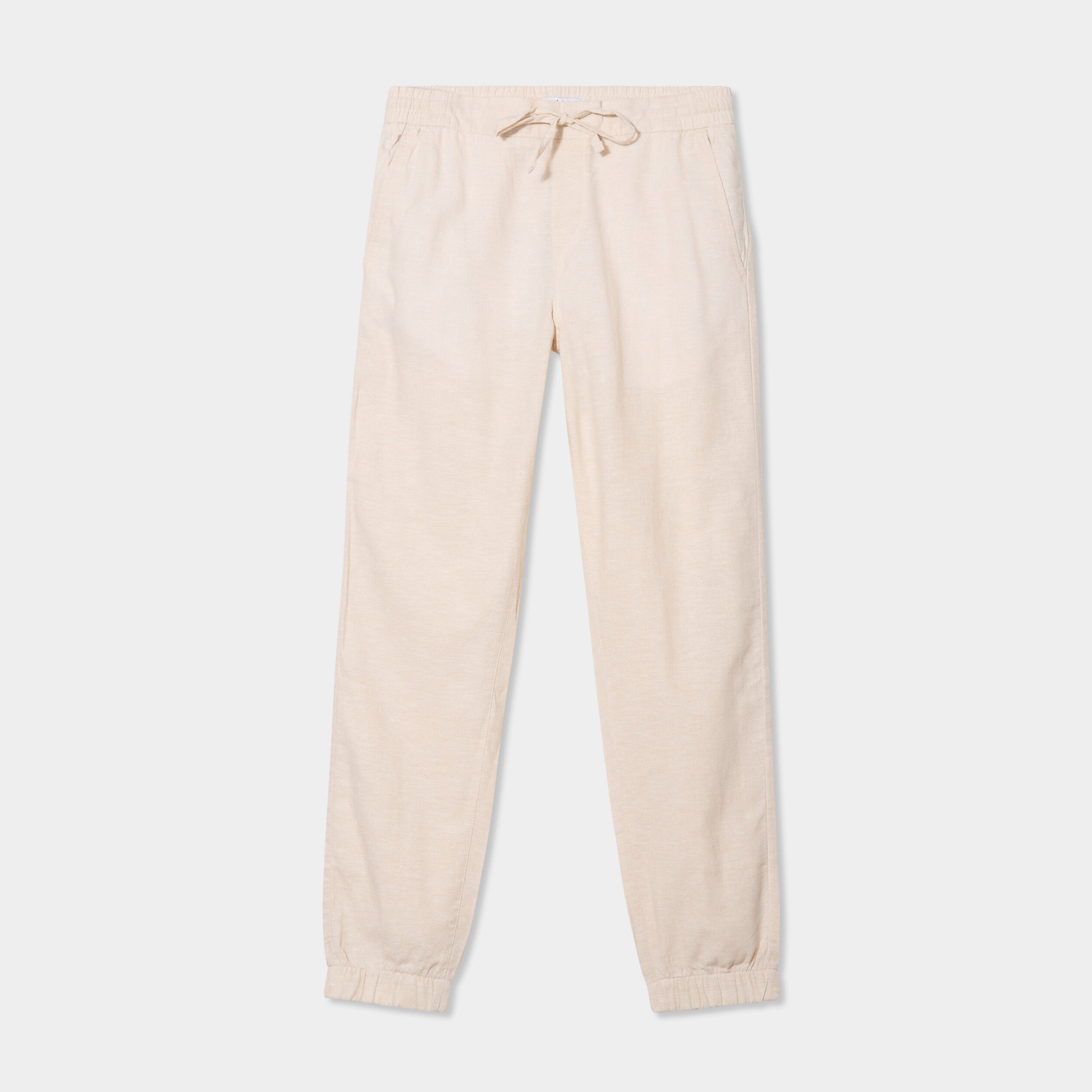 pantalon de jogging en lin melange gris clair homme Pantalon de jogging en lin mélangé gris clair homme
