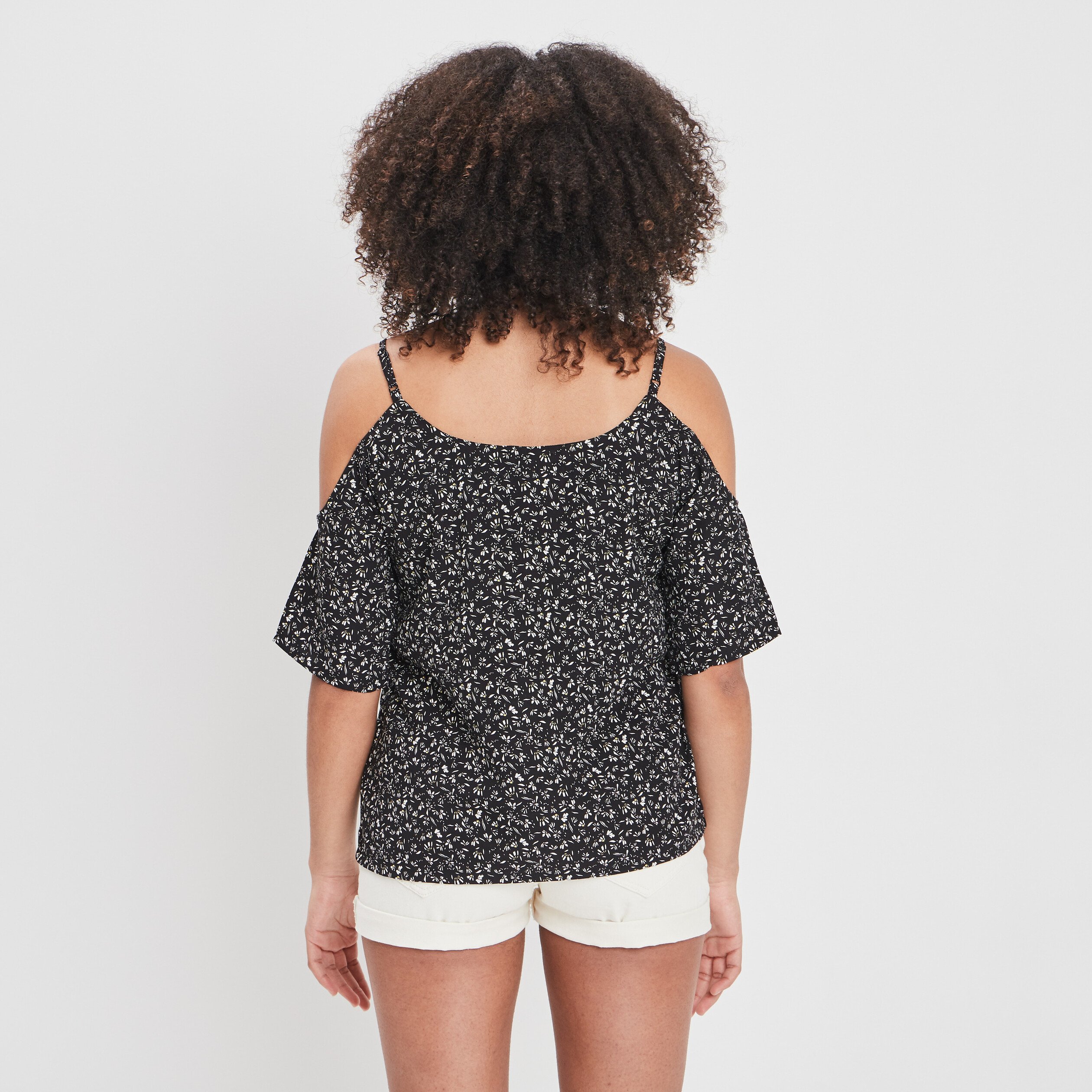 Blouse épaules dénudées noir femme