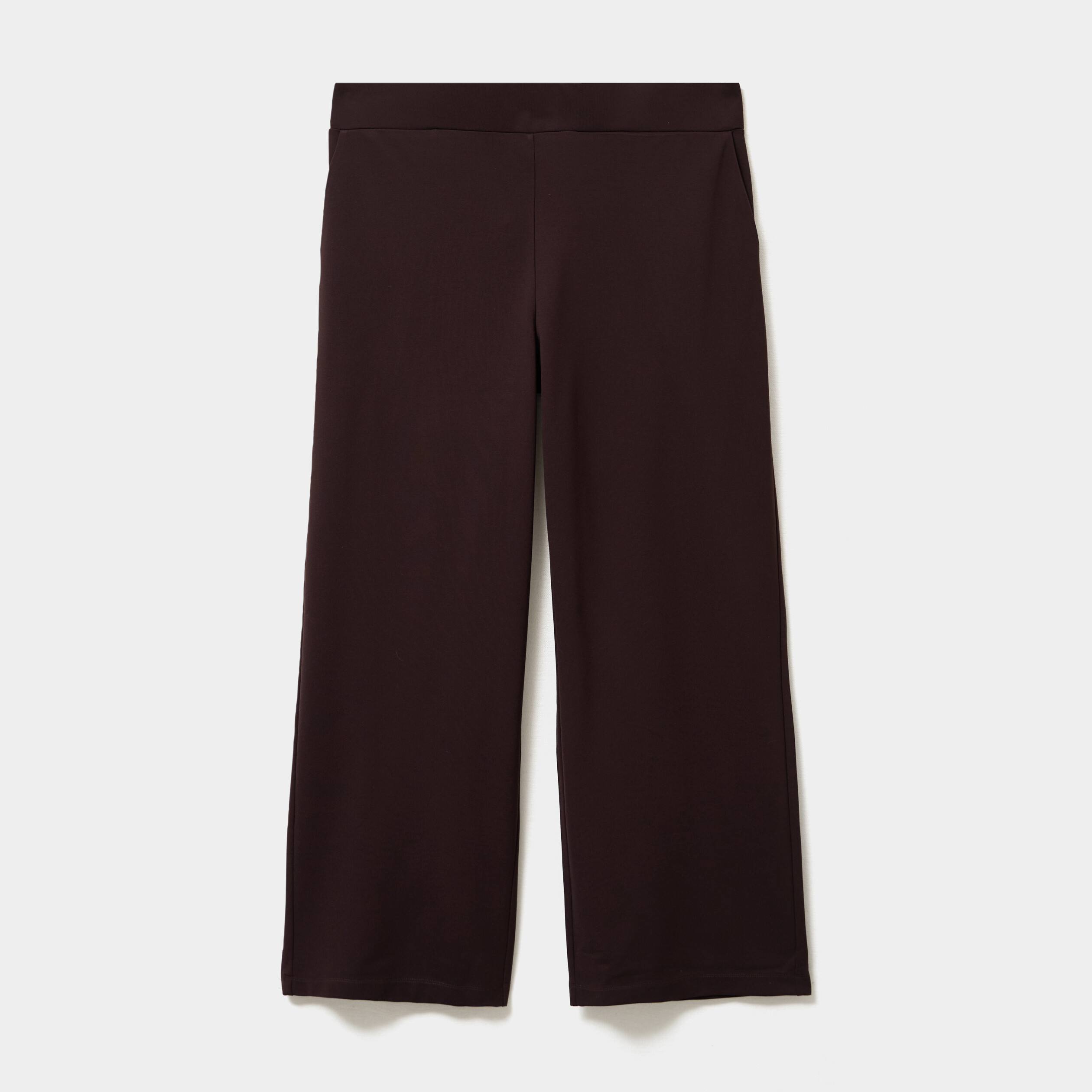 Pantalon large taille haute marron fonc&eacute; femme grande taille