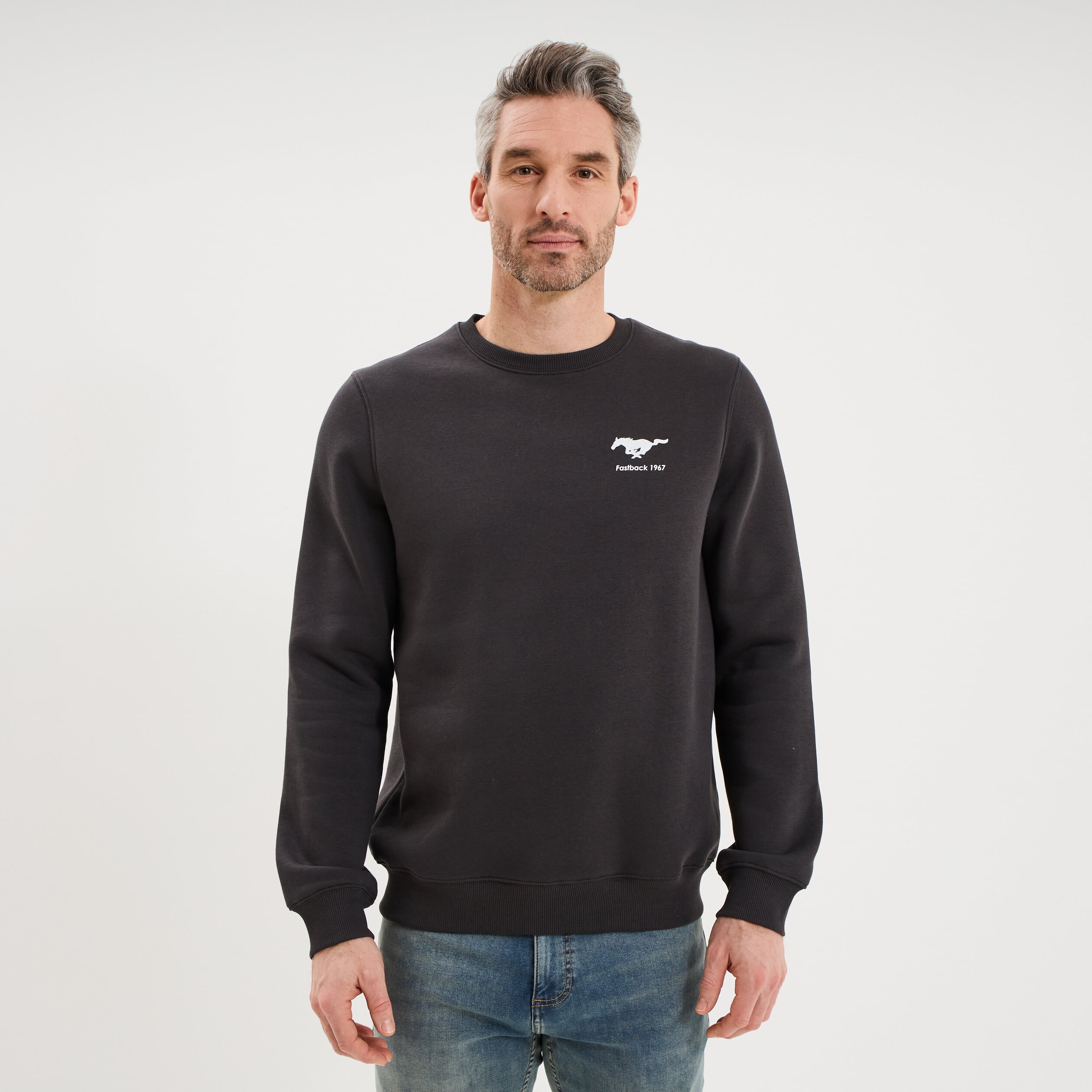 Sweat molleton manches longues Mustang gris fonc&eacute; homme