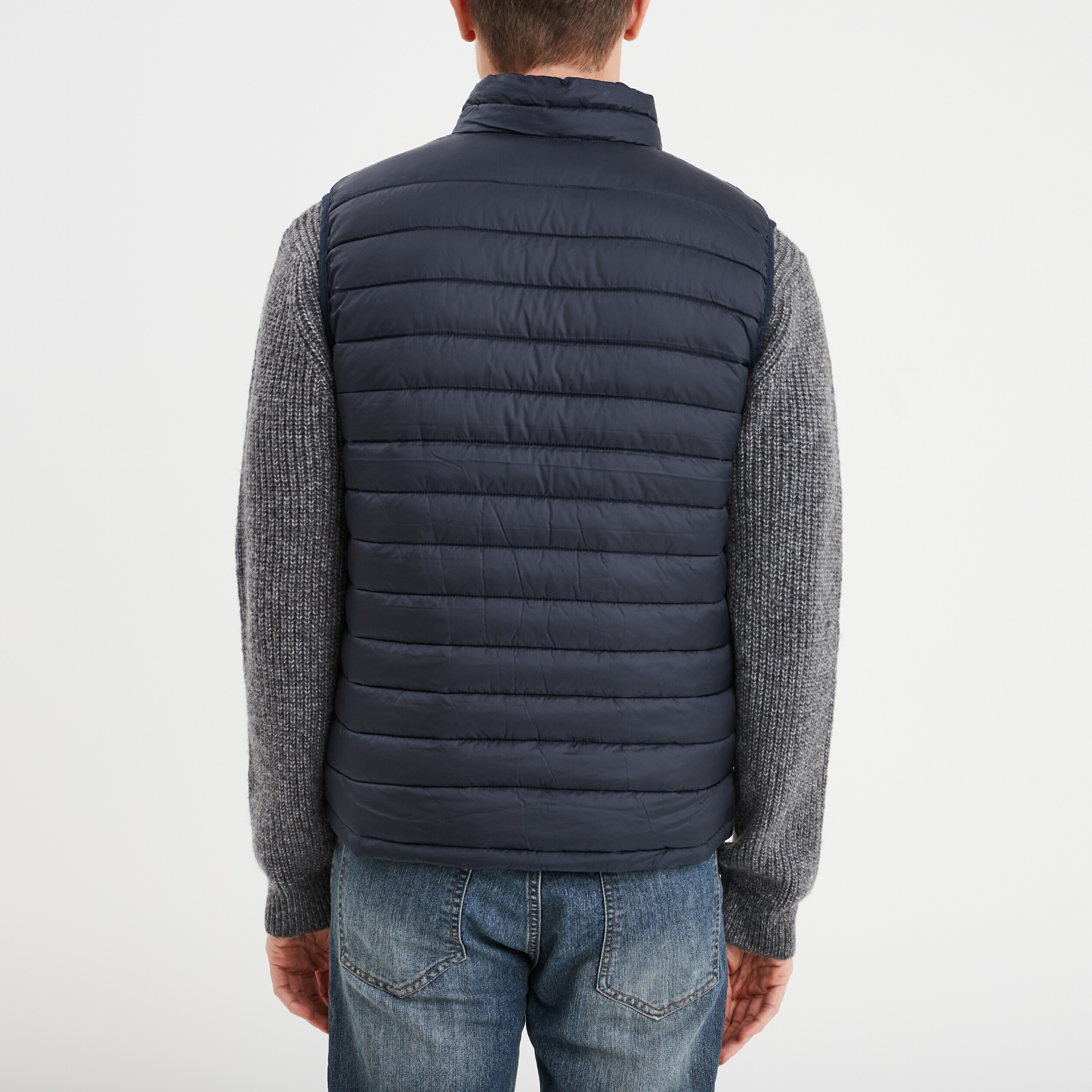 Chemise Doudoune A Manche Courte Homme Bleu Marine Doudoune