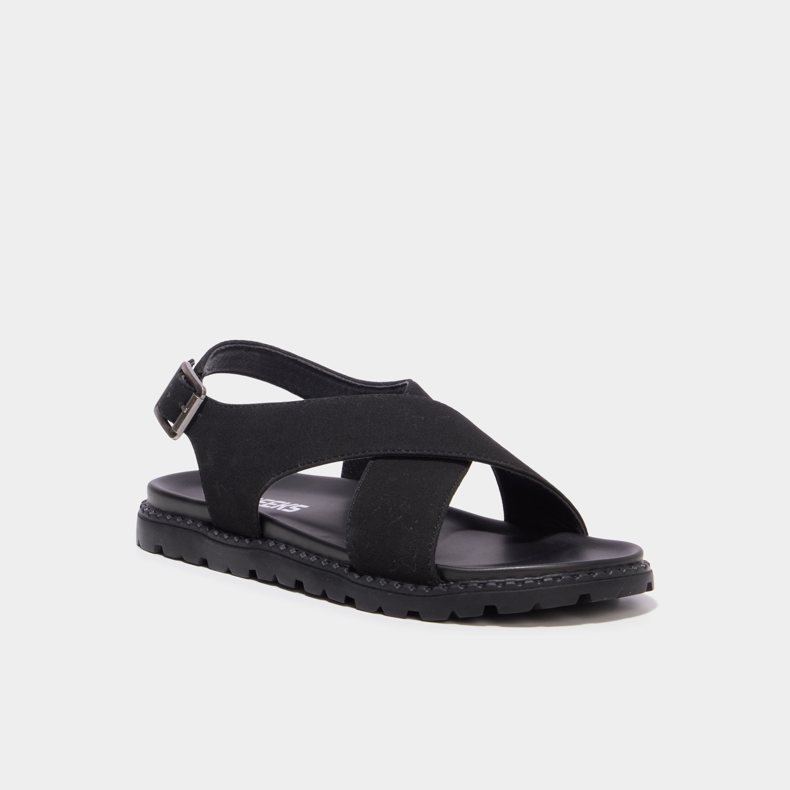 Sandales brides crois&eacute;es noir femme