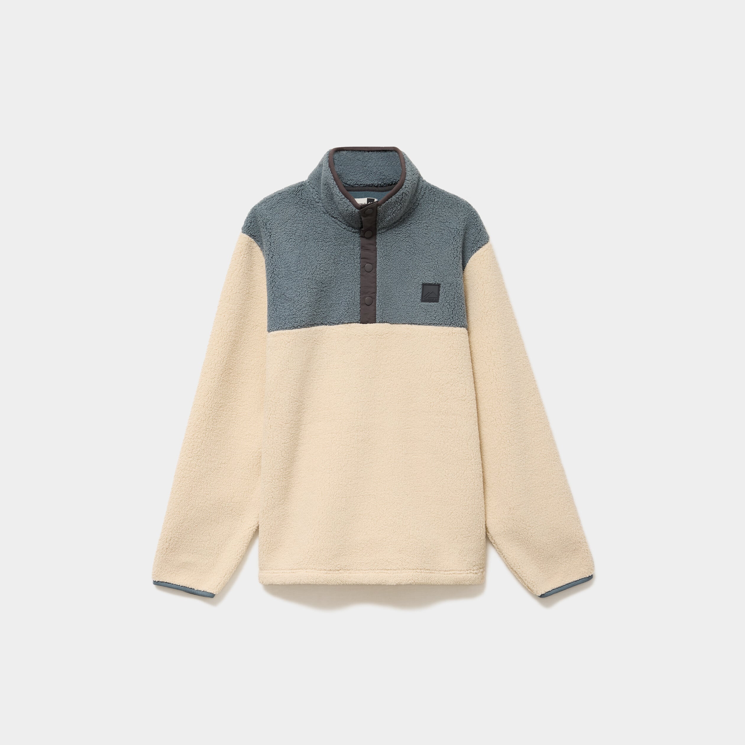 Sweat polaire col camionneur boutons ecru homme