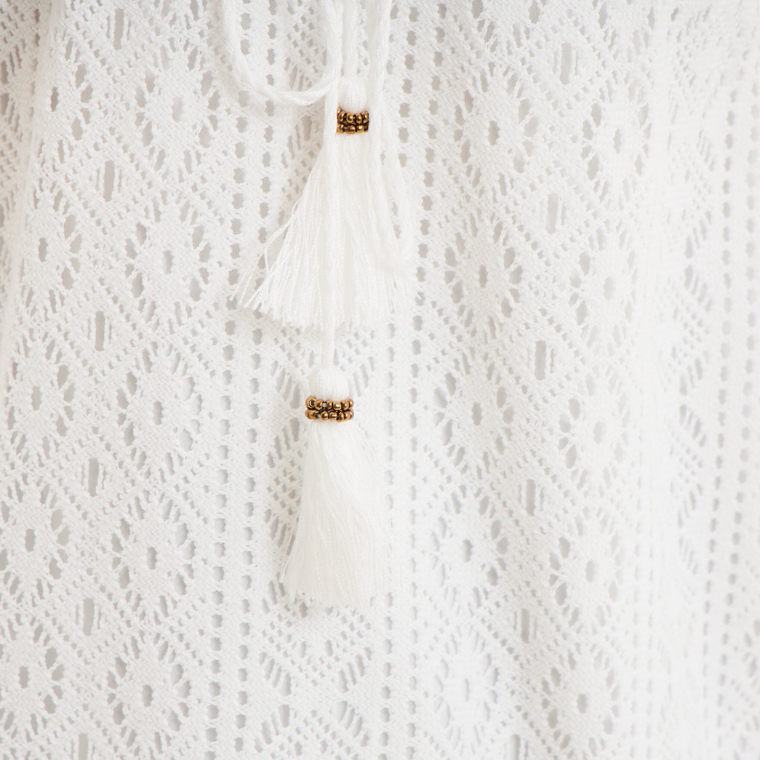 T-shirt dentelle avec cordon col blanc femme grande taille