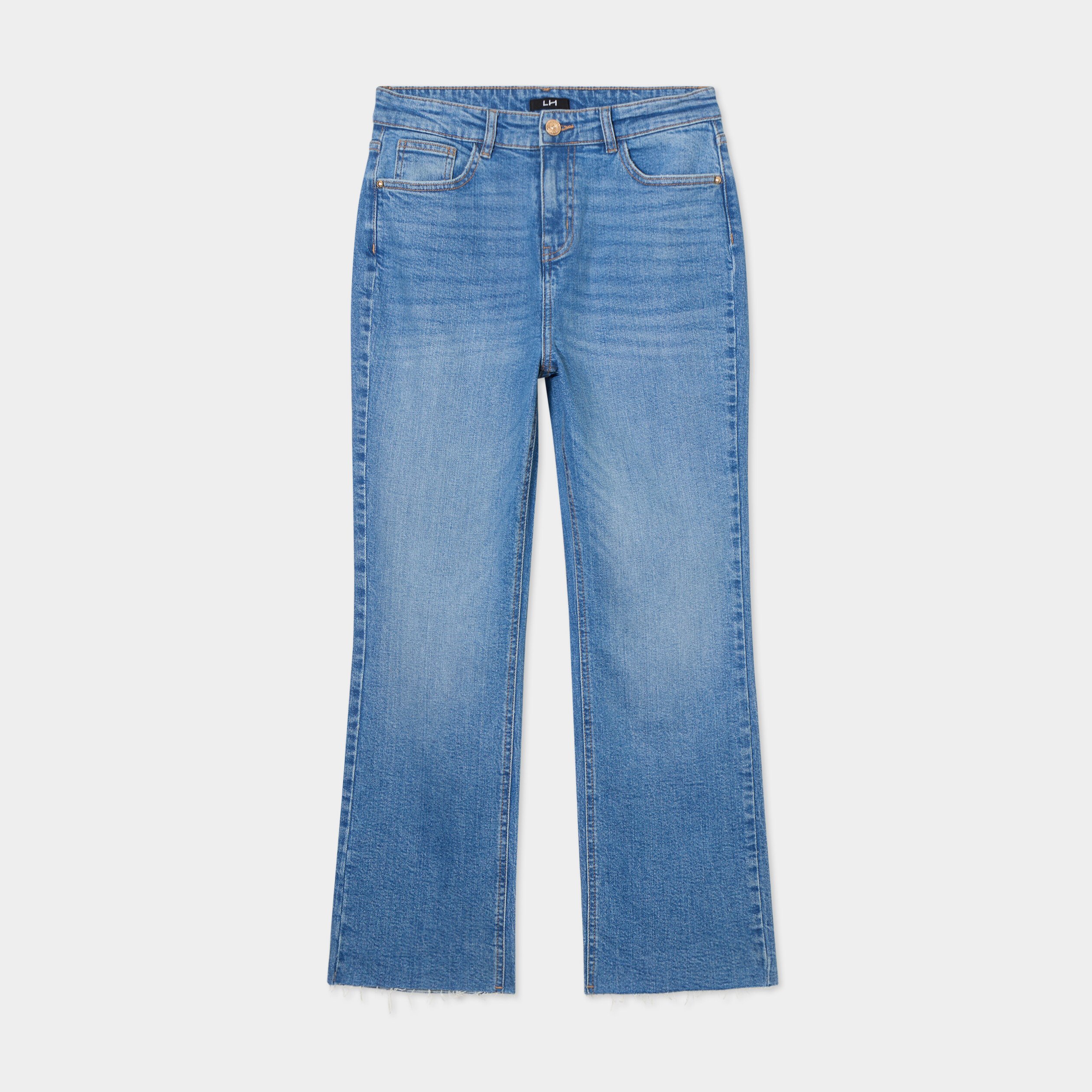Jeans flare 7/8ème stretch denim double stone femme