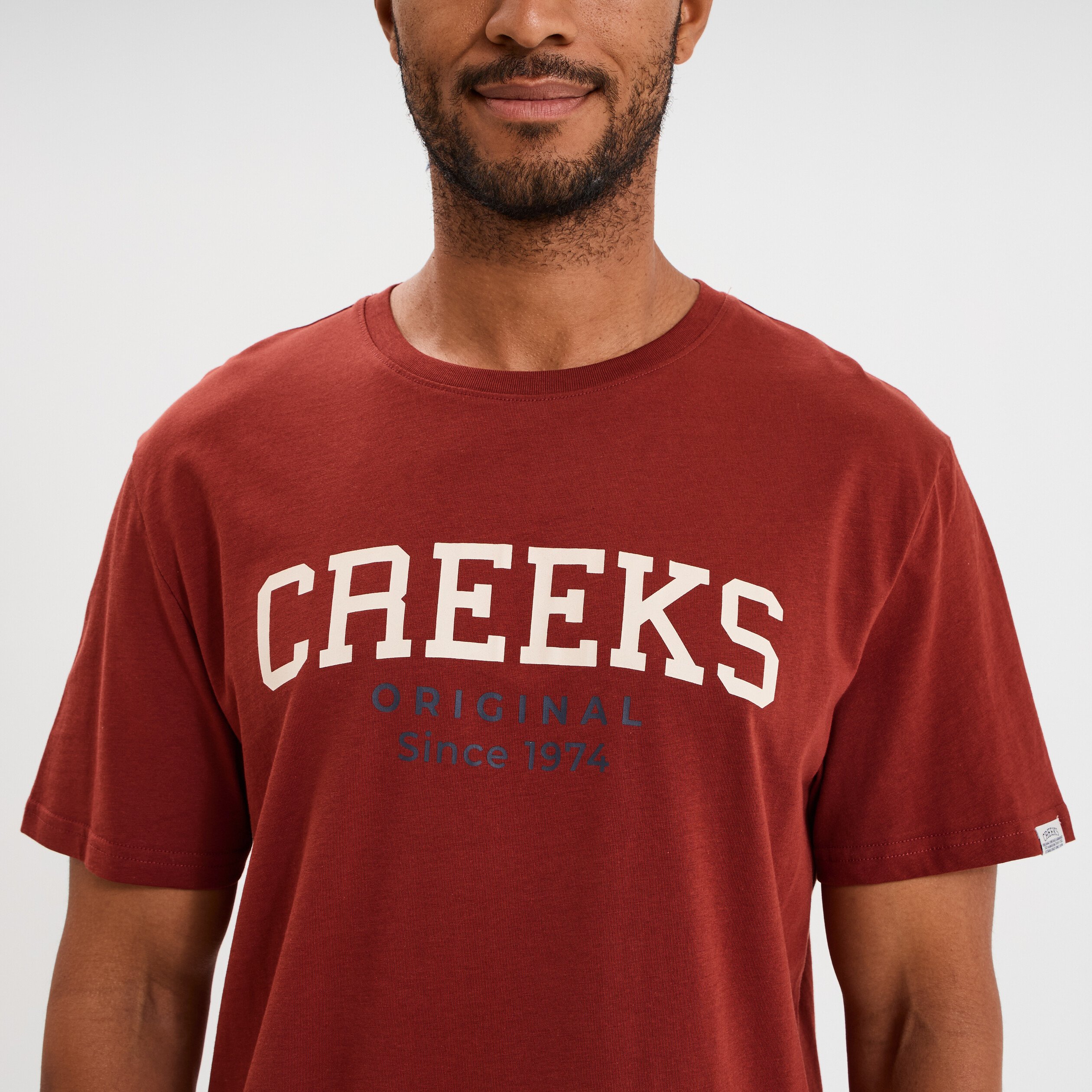 t shirt droit manches courtes coton rouge fonce homme T-shirt droit manches courtes coton rouge foncé homme