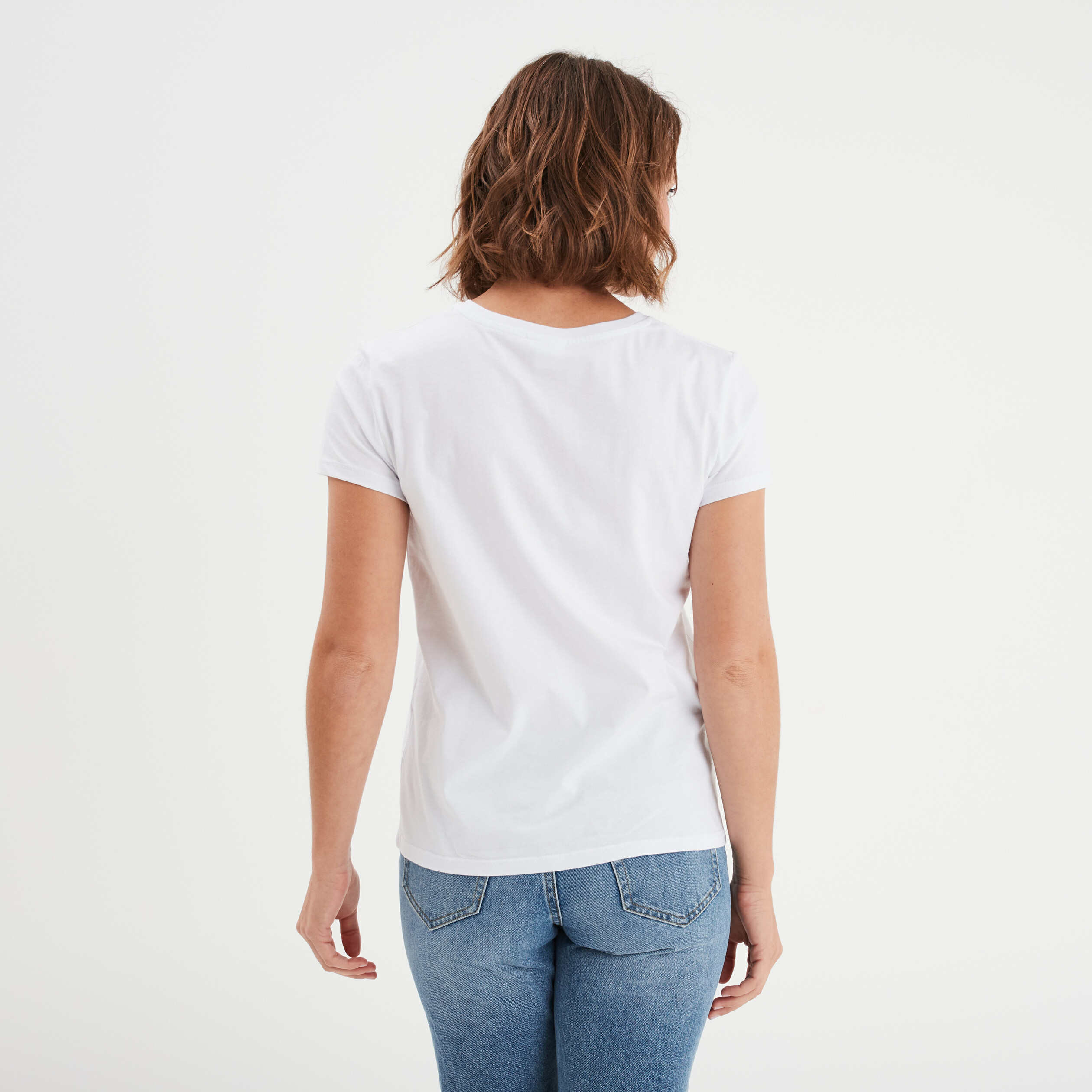 t shirt droit manches courtes stitch blanc femme T-shirt droit manches courtes Stitch blanc femme