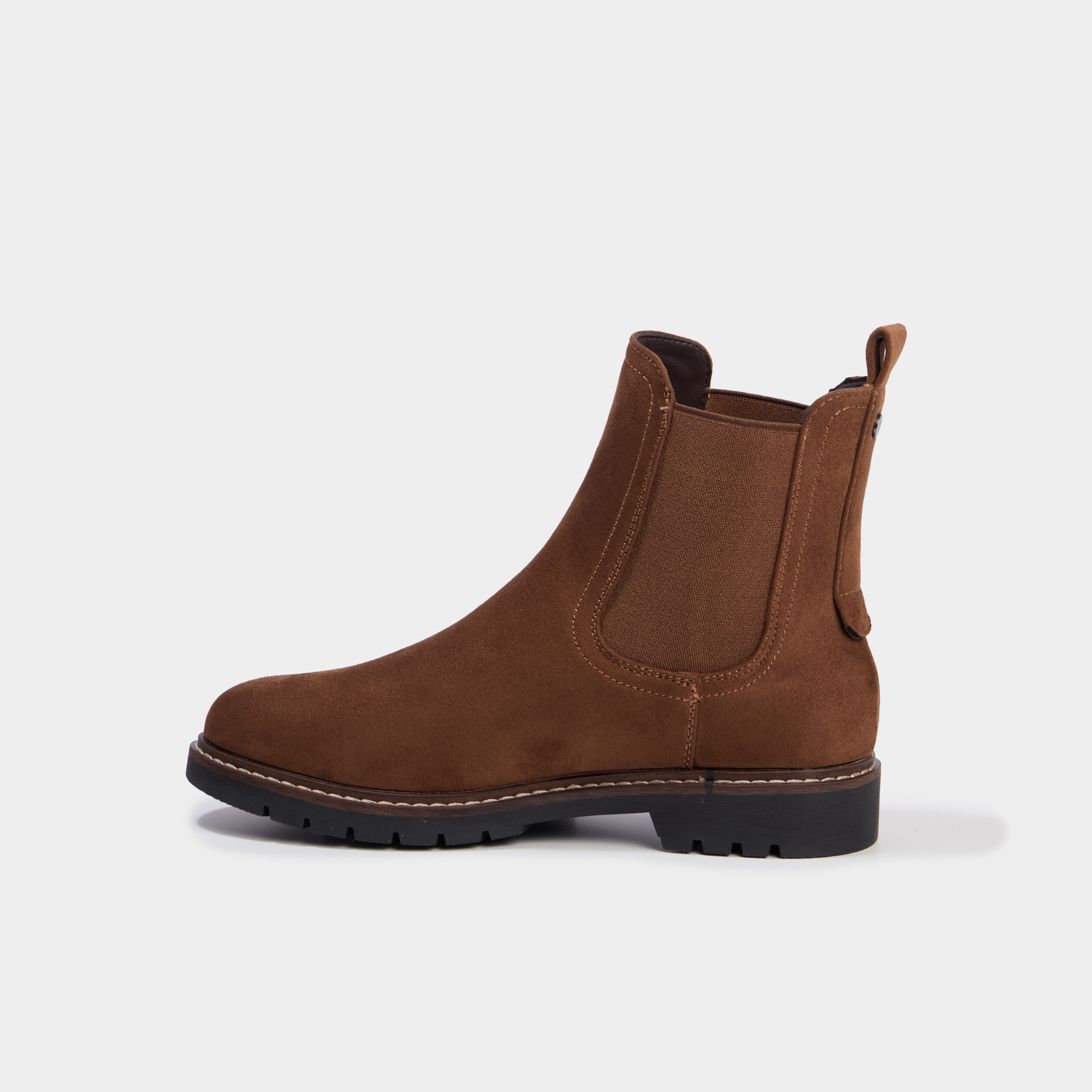 Boots chelsea effet su&eacute;dine marron femme