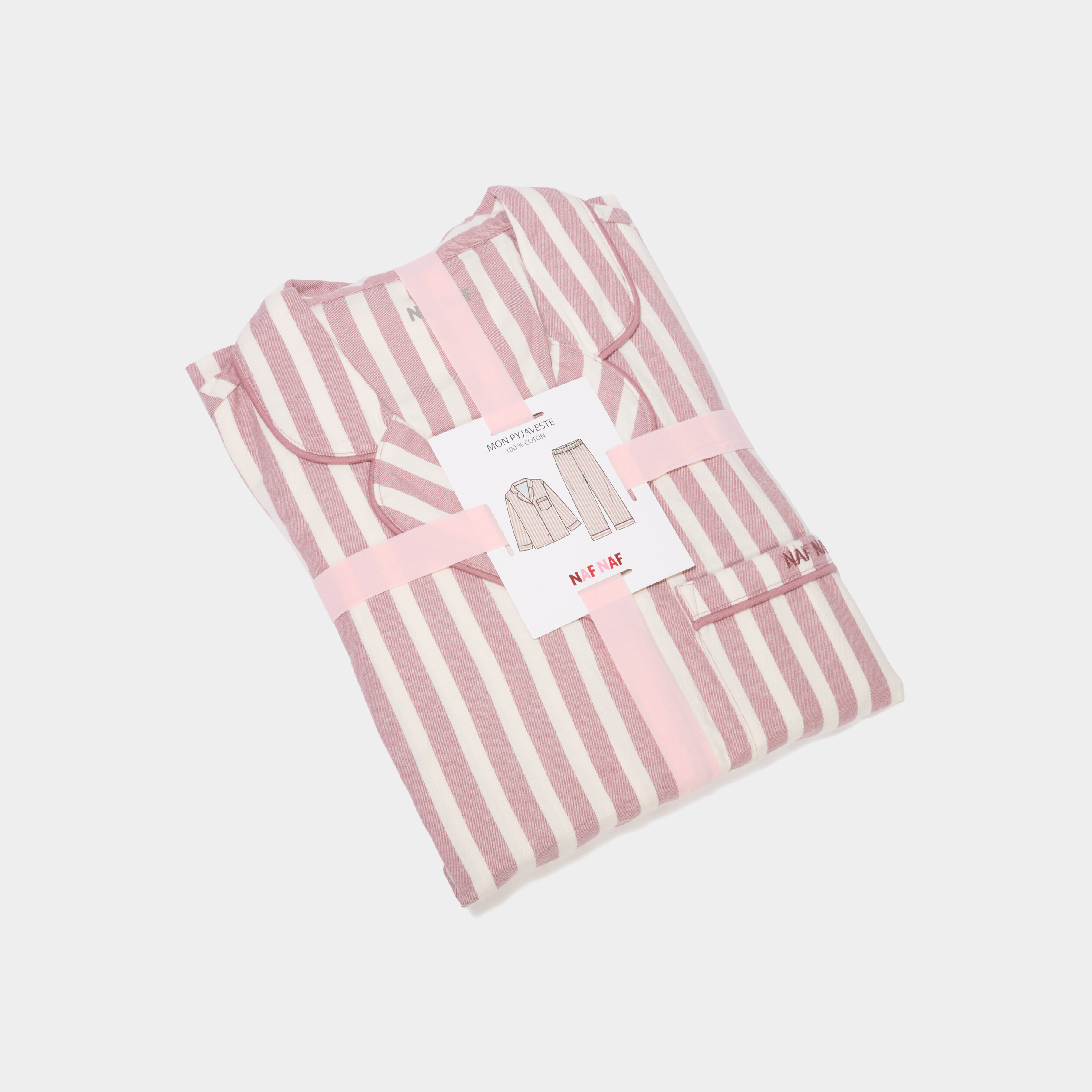 Ensemble pyjama chemise manches longues rose nude femme