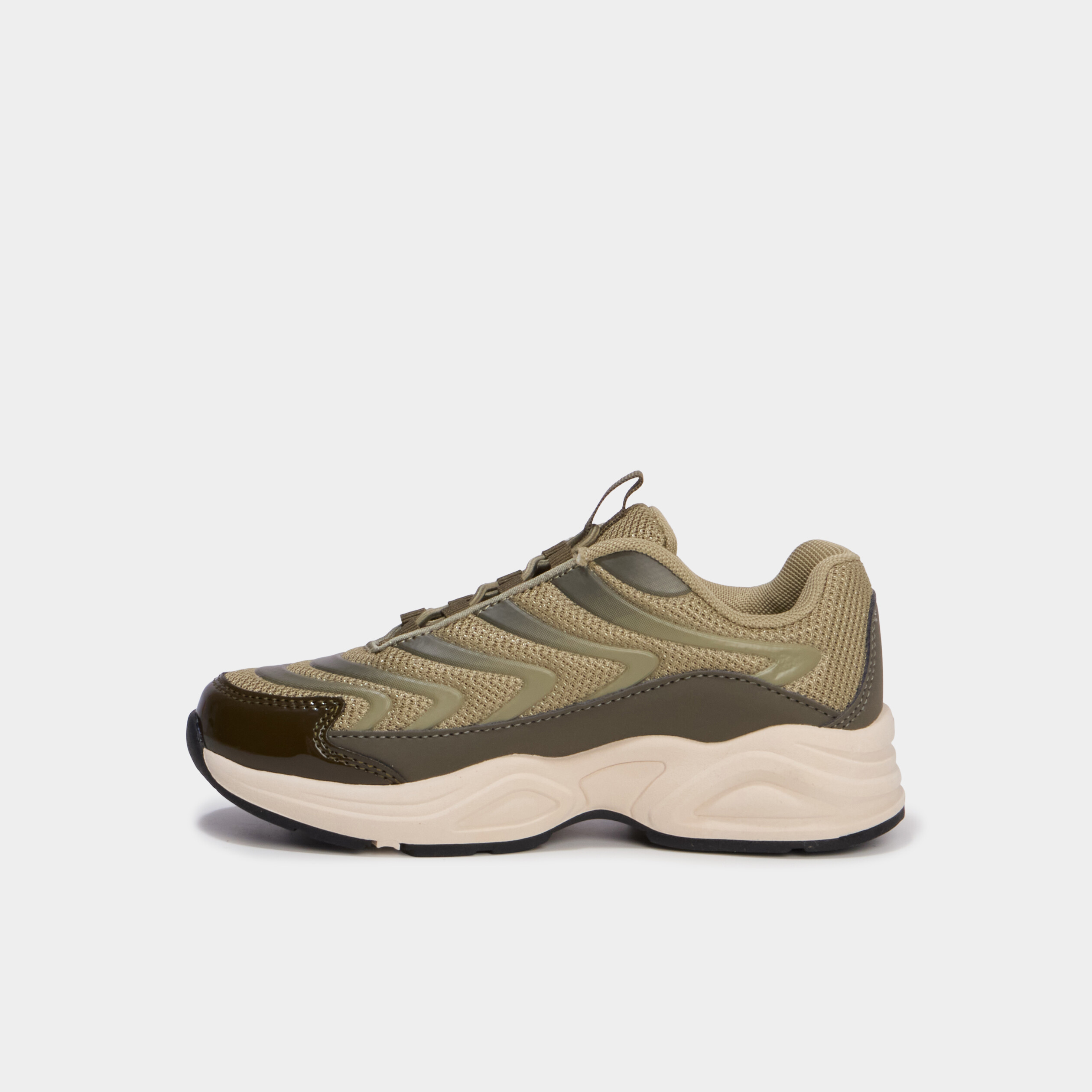 Baskets running &agrave; lacets &eacute;lastiqu&eacute;s vert kaki gar&ccedil;on