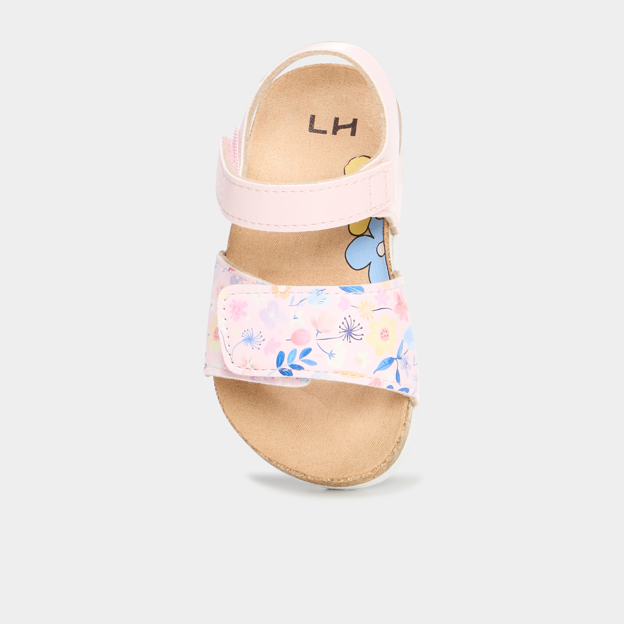 Sandales plates &agrave; scratchs rose b&eacute;b&eacute; fille