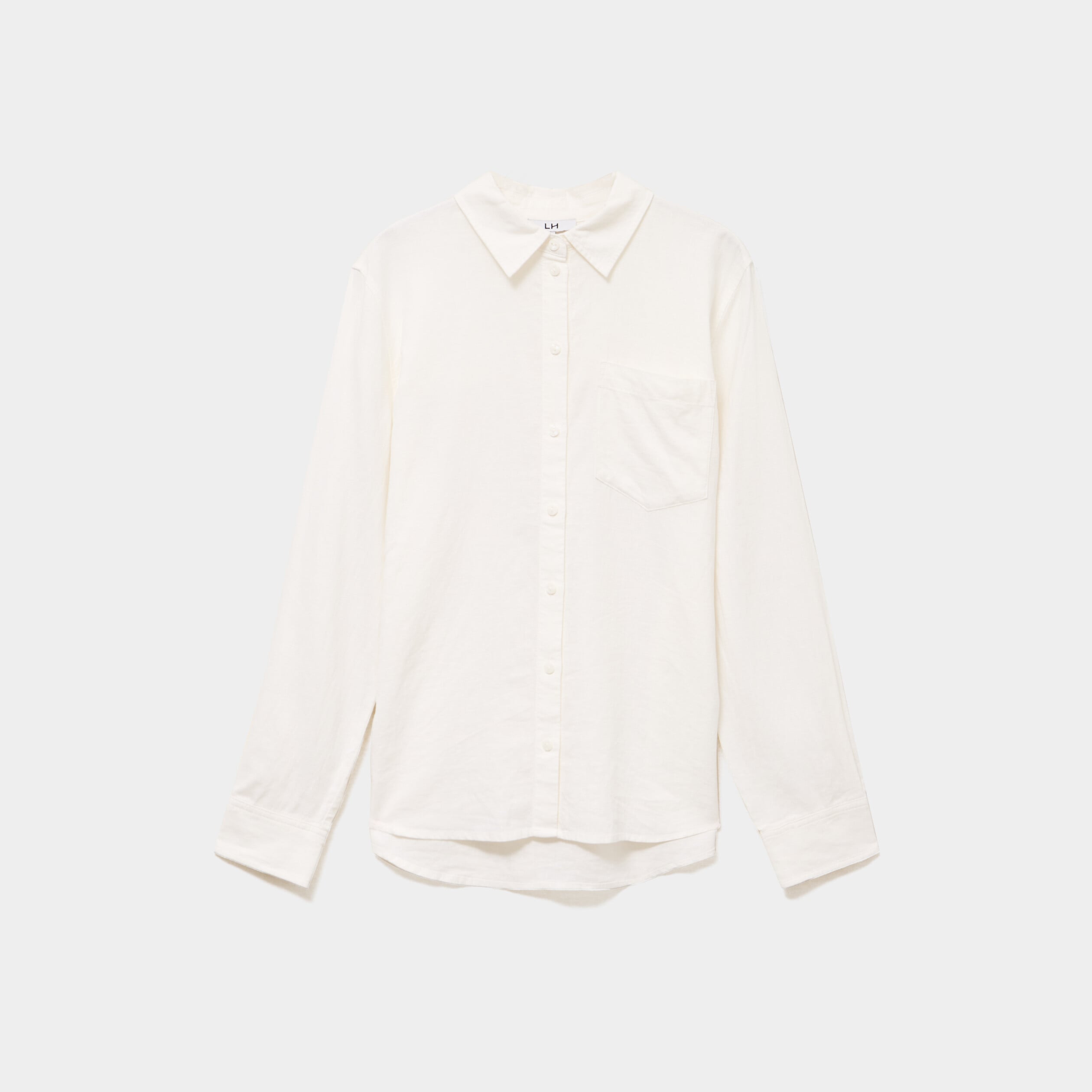 Chemise lin m&eacute;lang&eacute; manches longues blanc femme