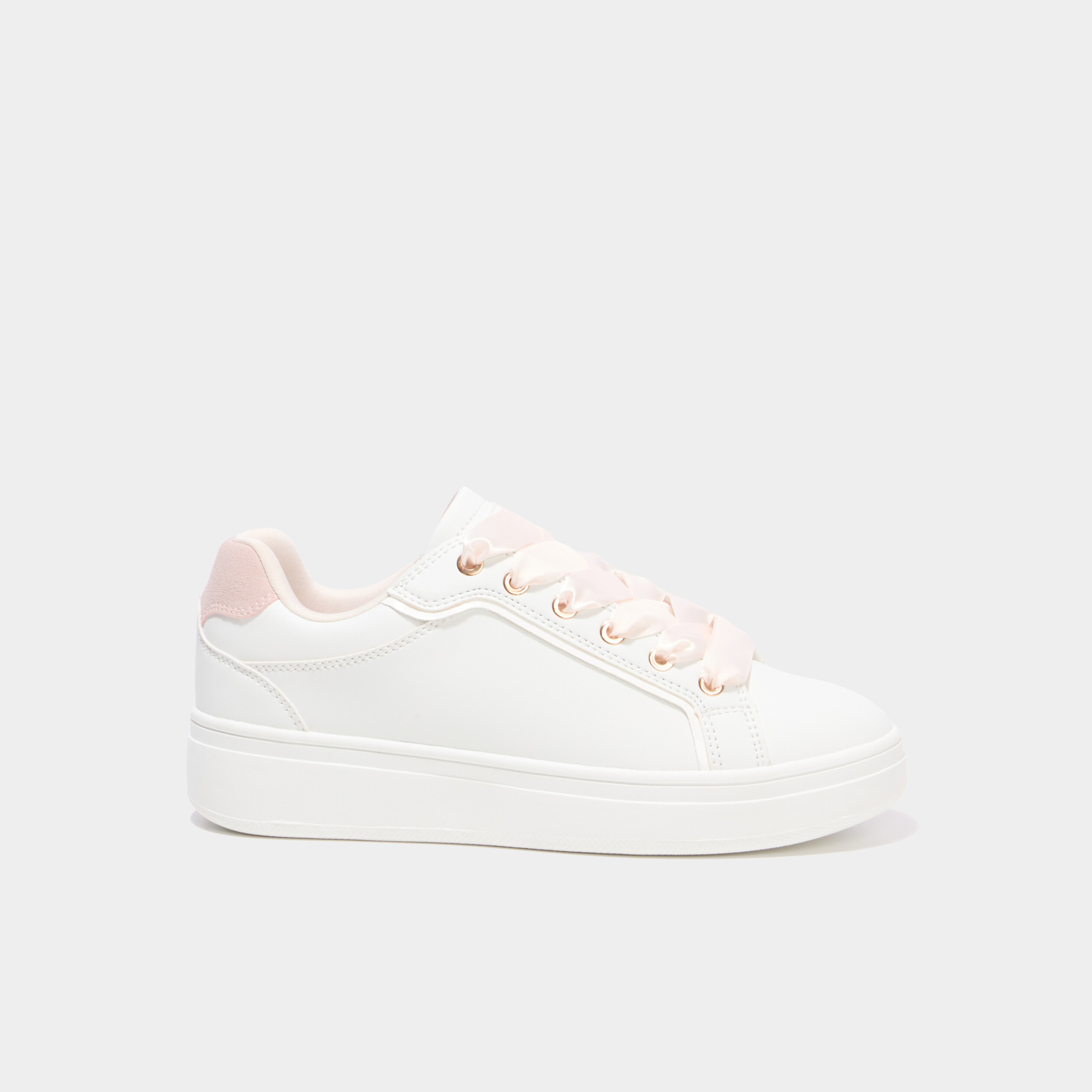 Baskets basses semelles &eacute;paisses blanc femme