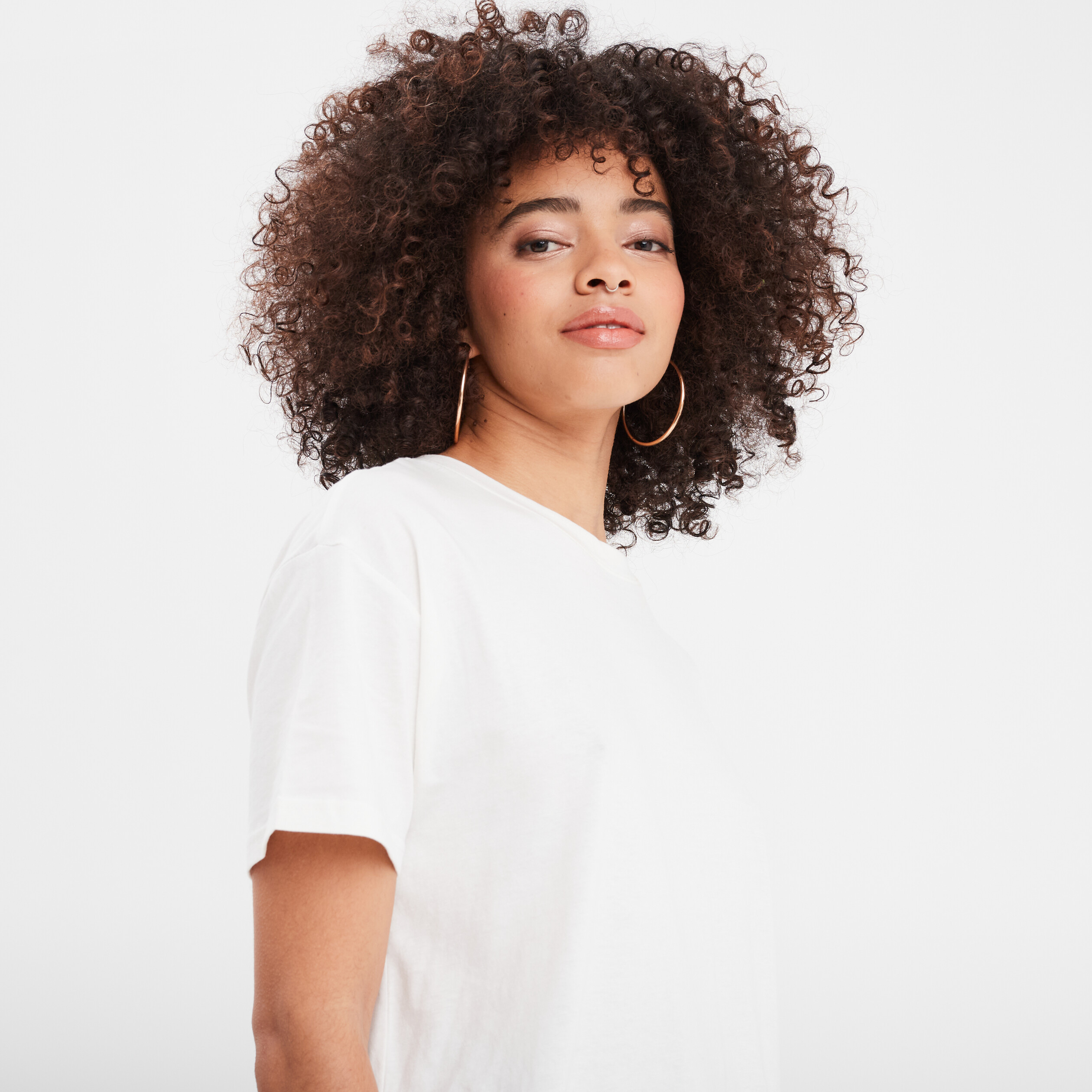 t shirt droit a manches courtes en coton blanc femme T-shirt droit à manches courtes en coton blanc femme
