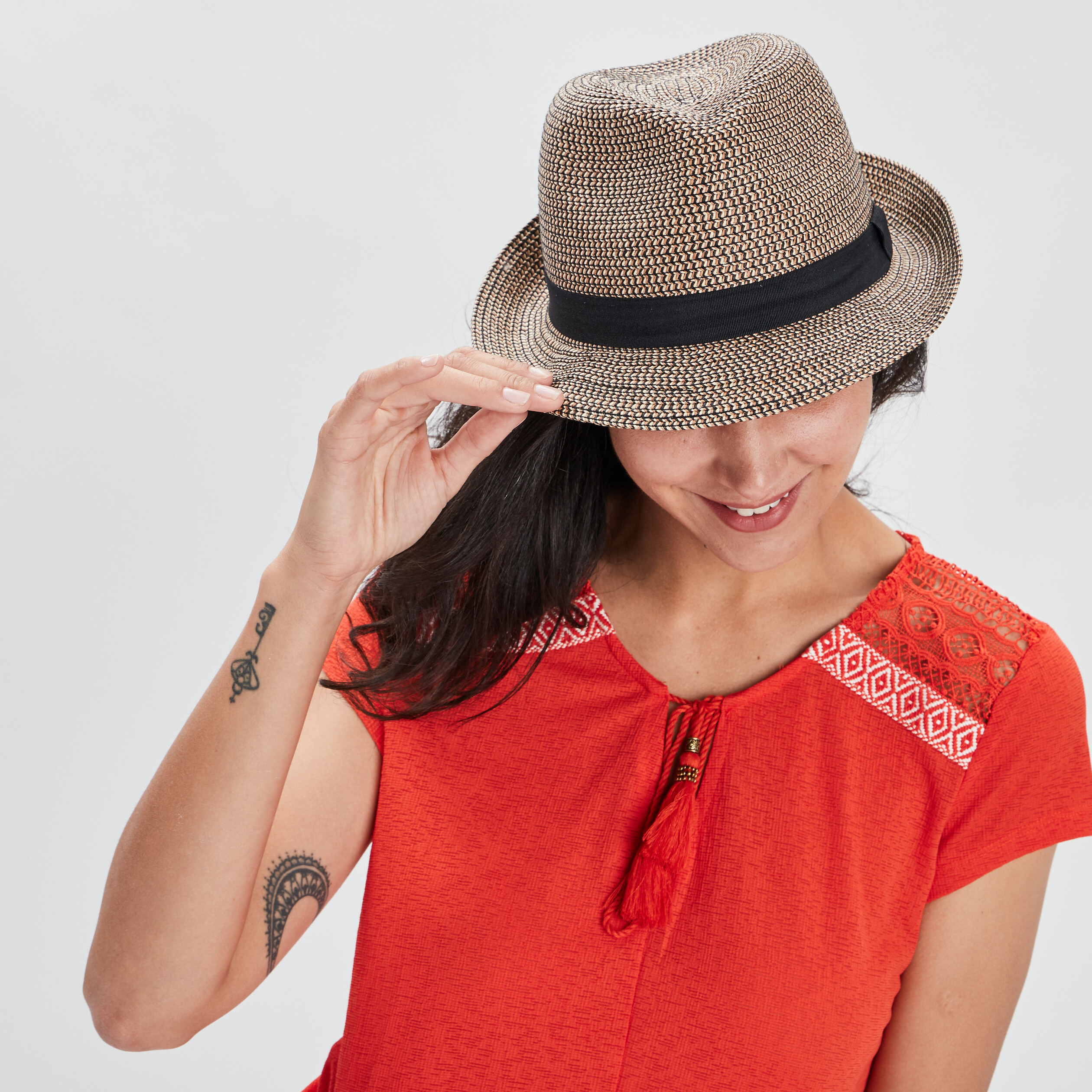 trilby tresse beige femme Trilby tressé beige femme