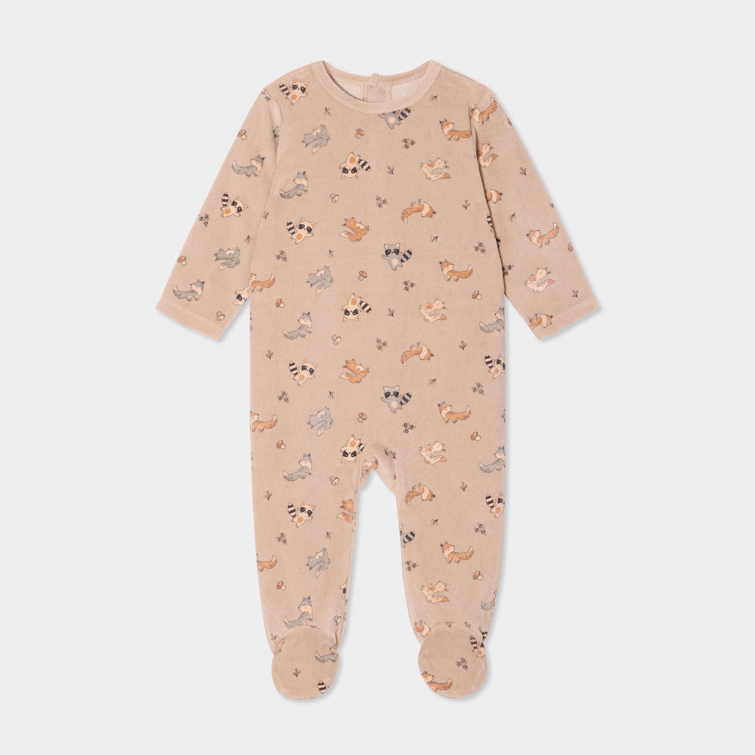 dors bien effet velours manches longues taupe bebeg Dors-bien effet velours manches longues taupe bébé garçon