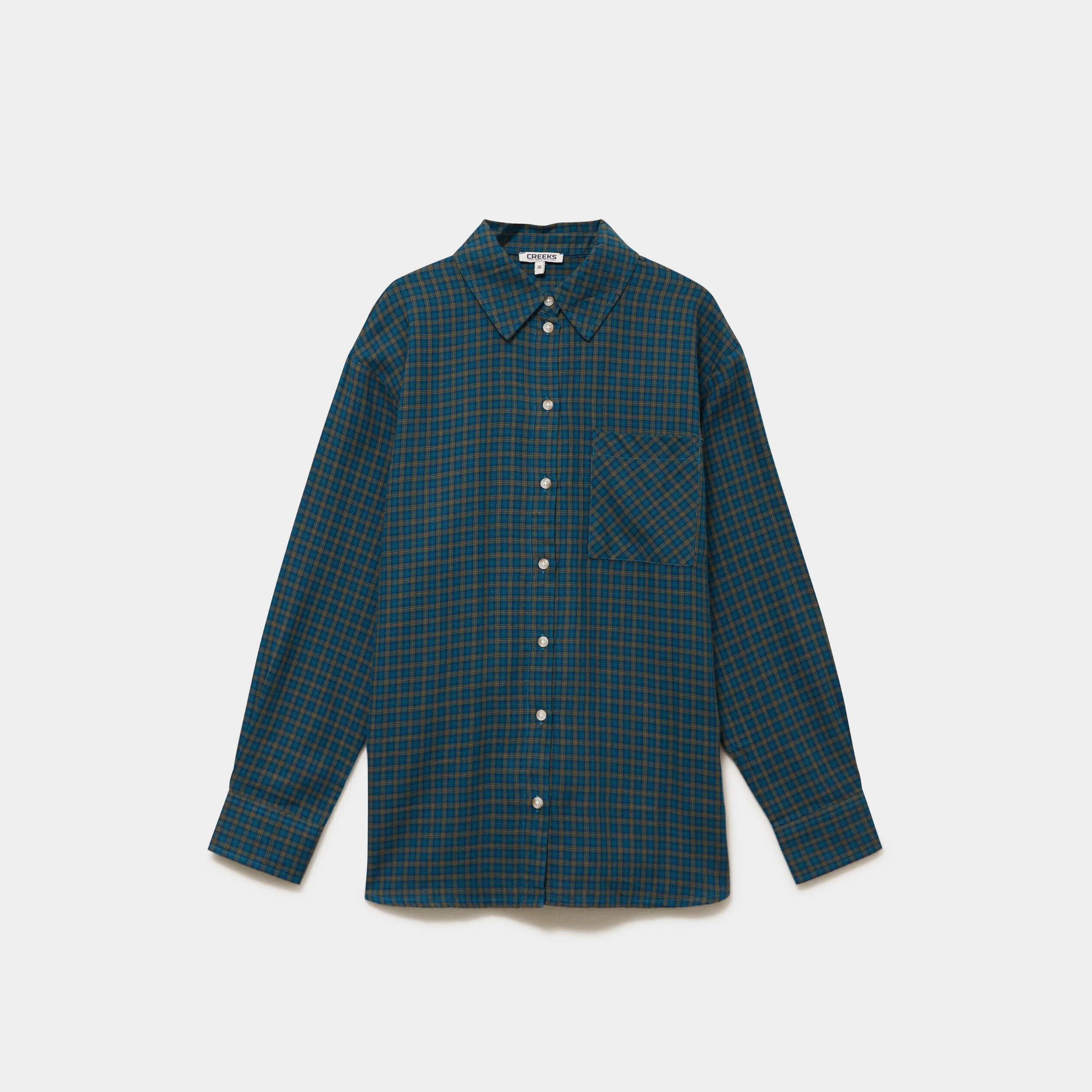 Chemise manches longues coton bleu femme