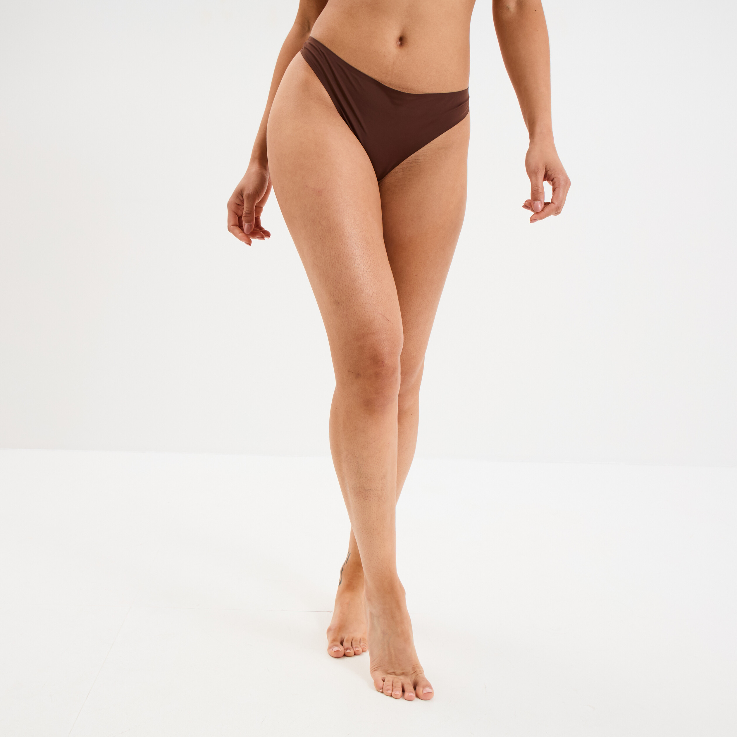 String microfibre sans coutures marron femme