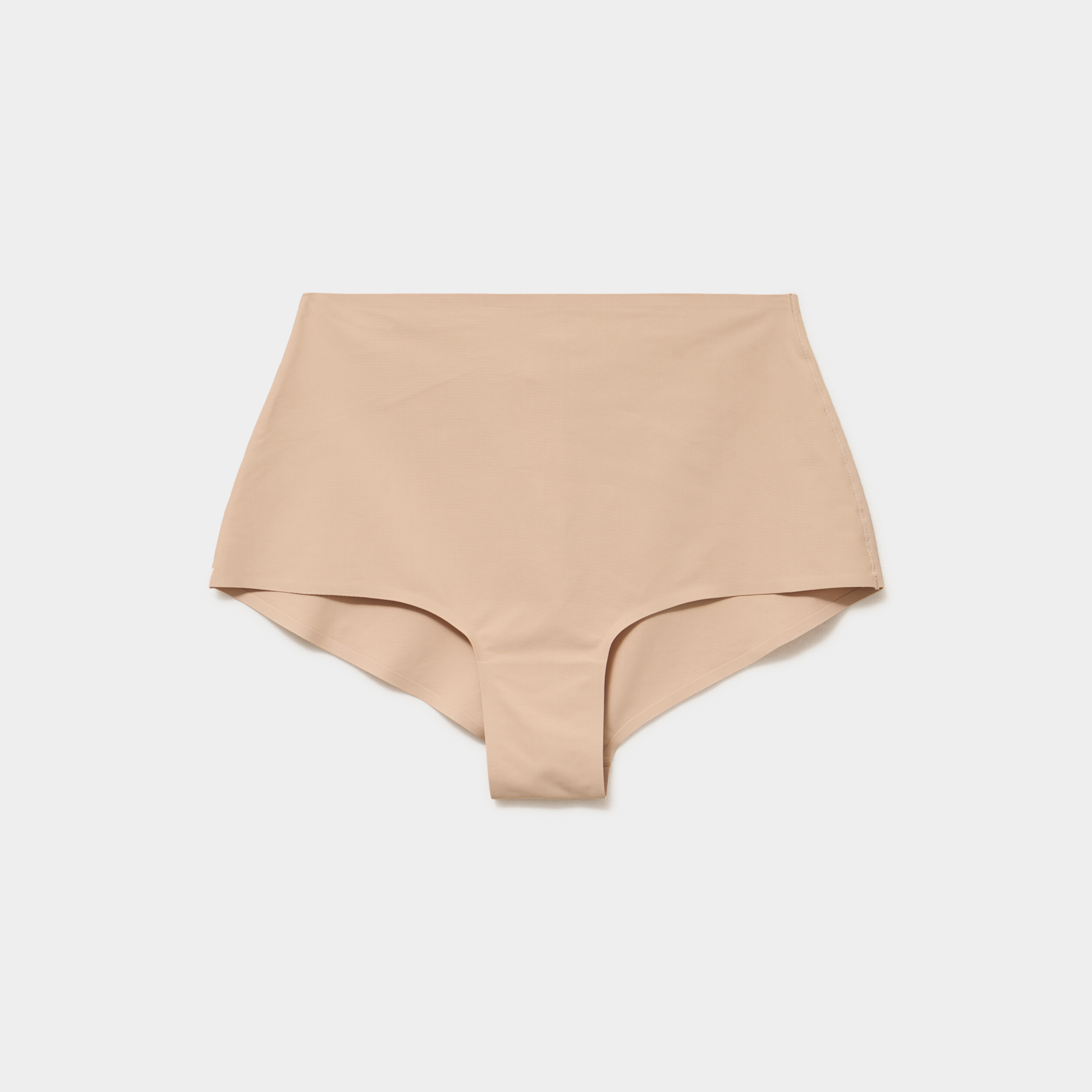 Culotte taille haute microfibre beige femme
