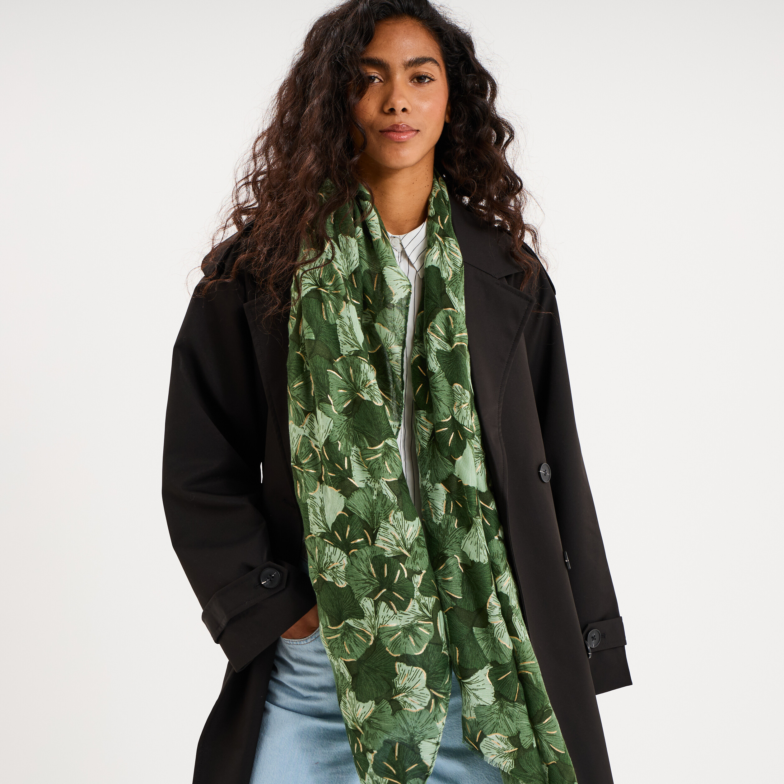 Foulard vert kaki femme