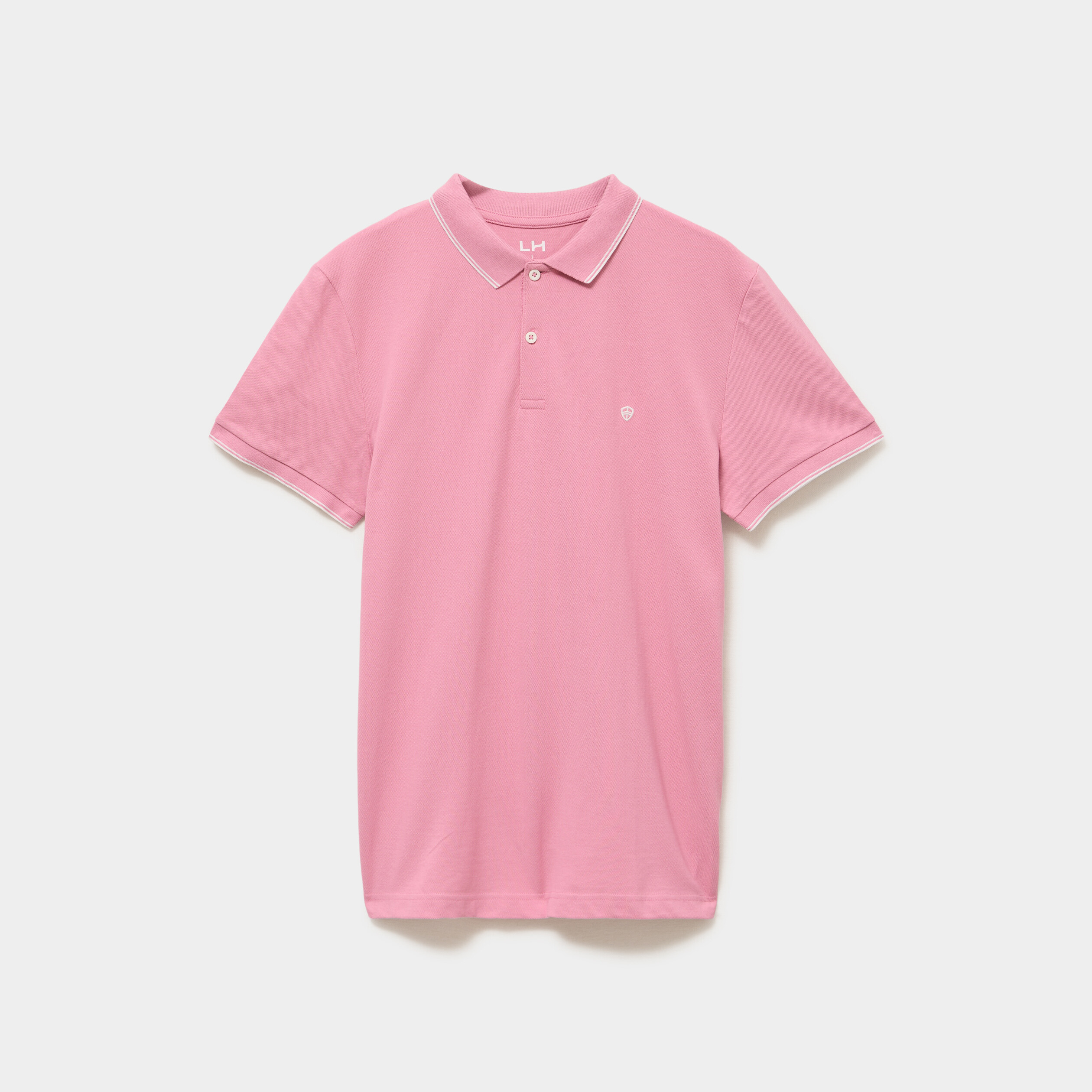 Polo piqu&eacute; coton manches courtes rose homme